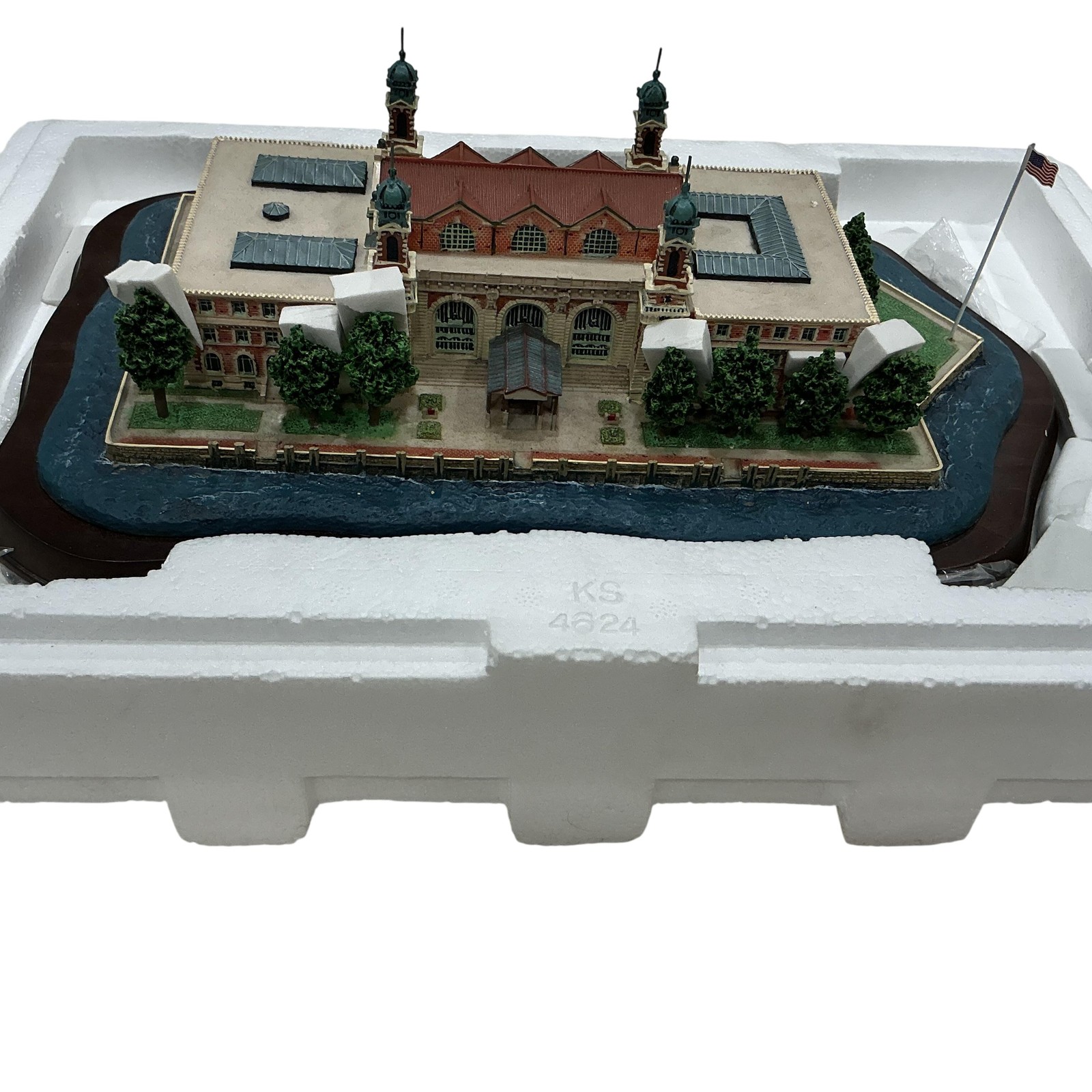 Danbury Mint Ellis Island New York NY Large Figurine Resin Wood Base Multicolor
