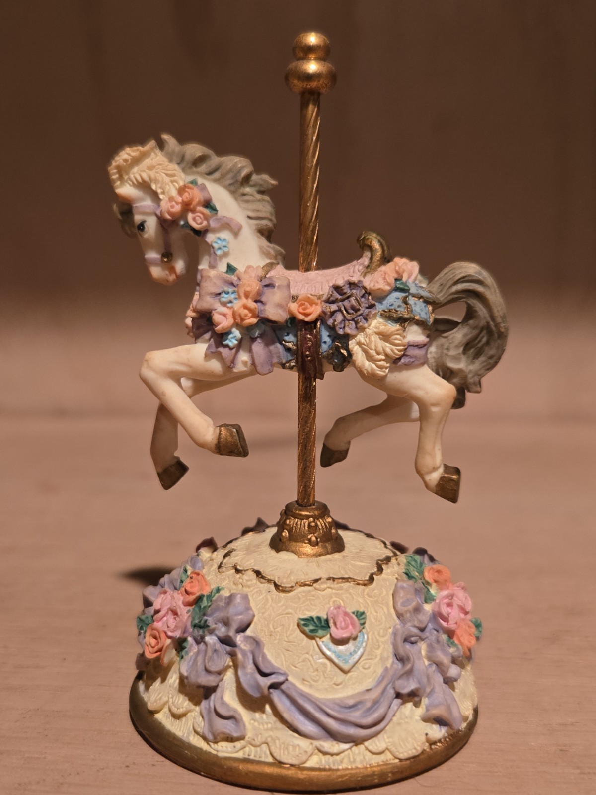 San Francisco Music Box Carousel Horse Figurine 1997 Victorian Floral Carousel