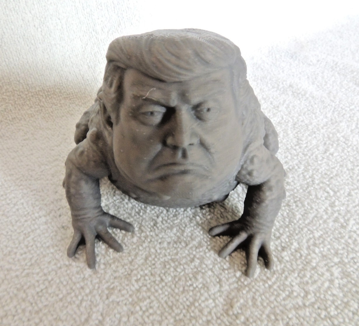 Trump Toad Figure 3D Printed Grey PLA Nice Detail Troad