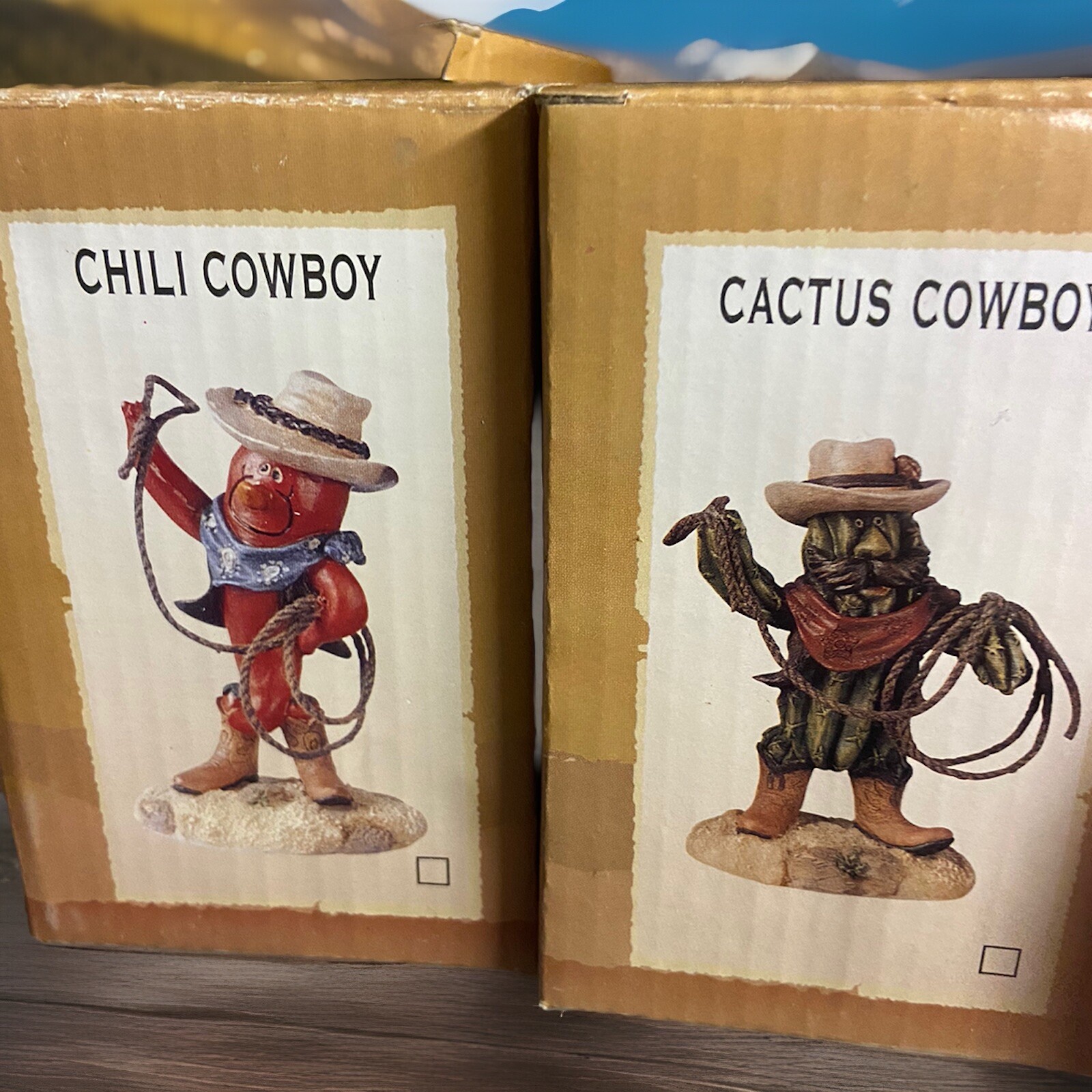 NEW Lincolnshire Trail Collection Cactus Chile Texas Cowboy Figurine Lot Of 2
