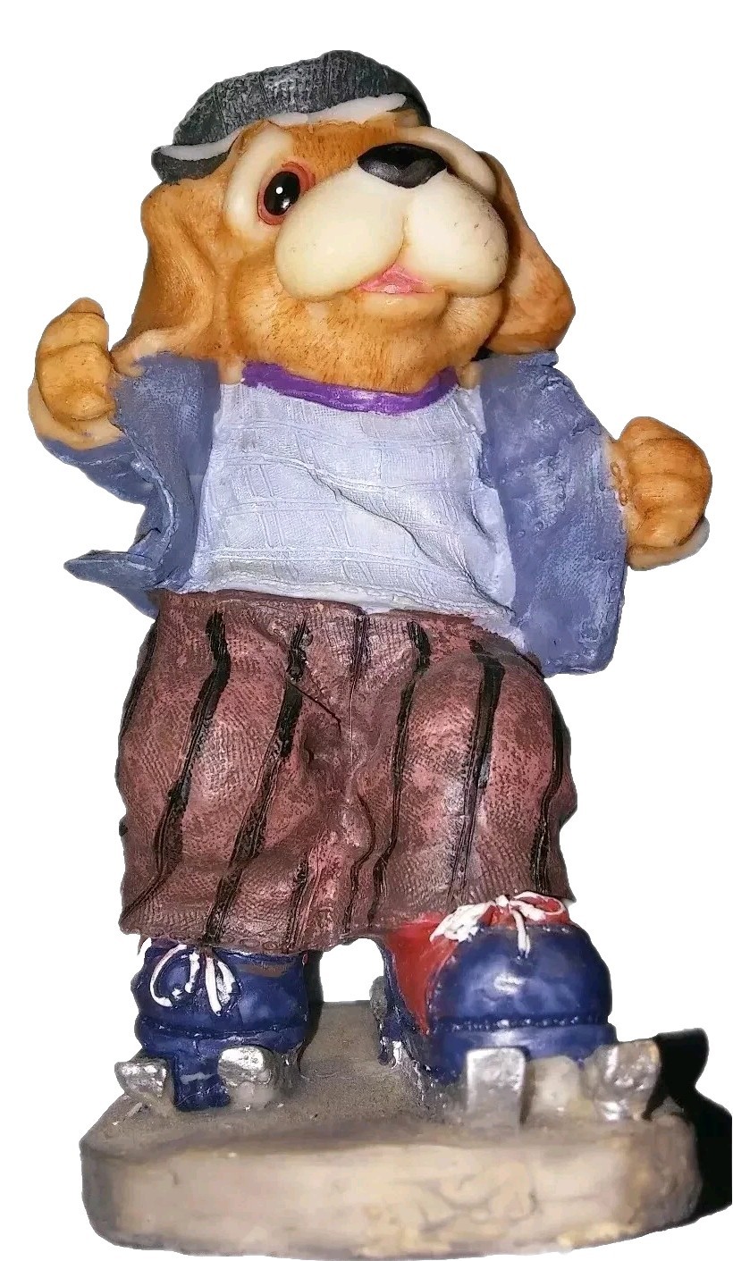 Dog on Double Edged Ice Skates Resin Figurine Resin 5 x 3 x 2 Inches