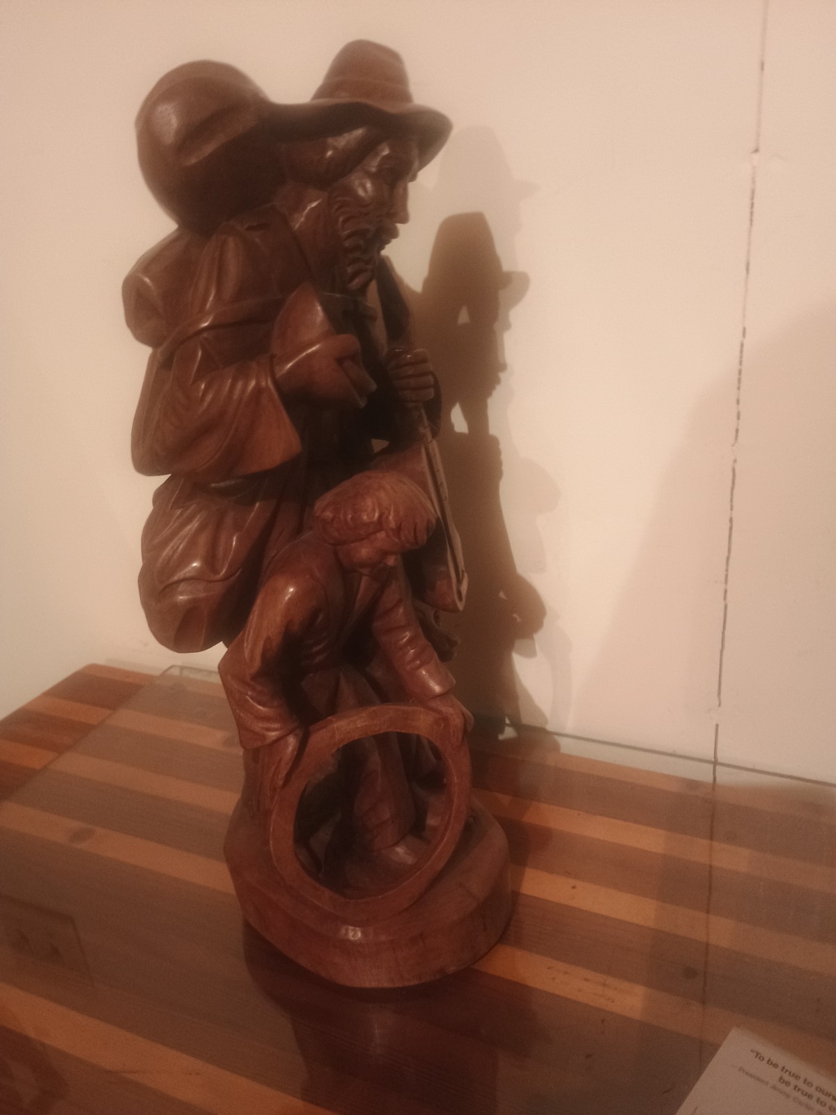 Large Vintage Hand Carved Wooden Traveler Man With Dog Indoor/Outdoor Statue 16″