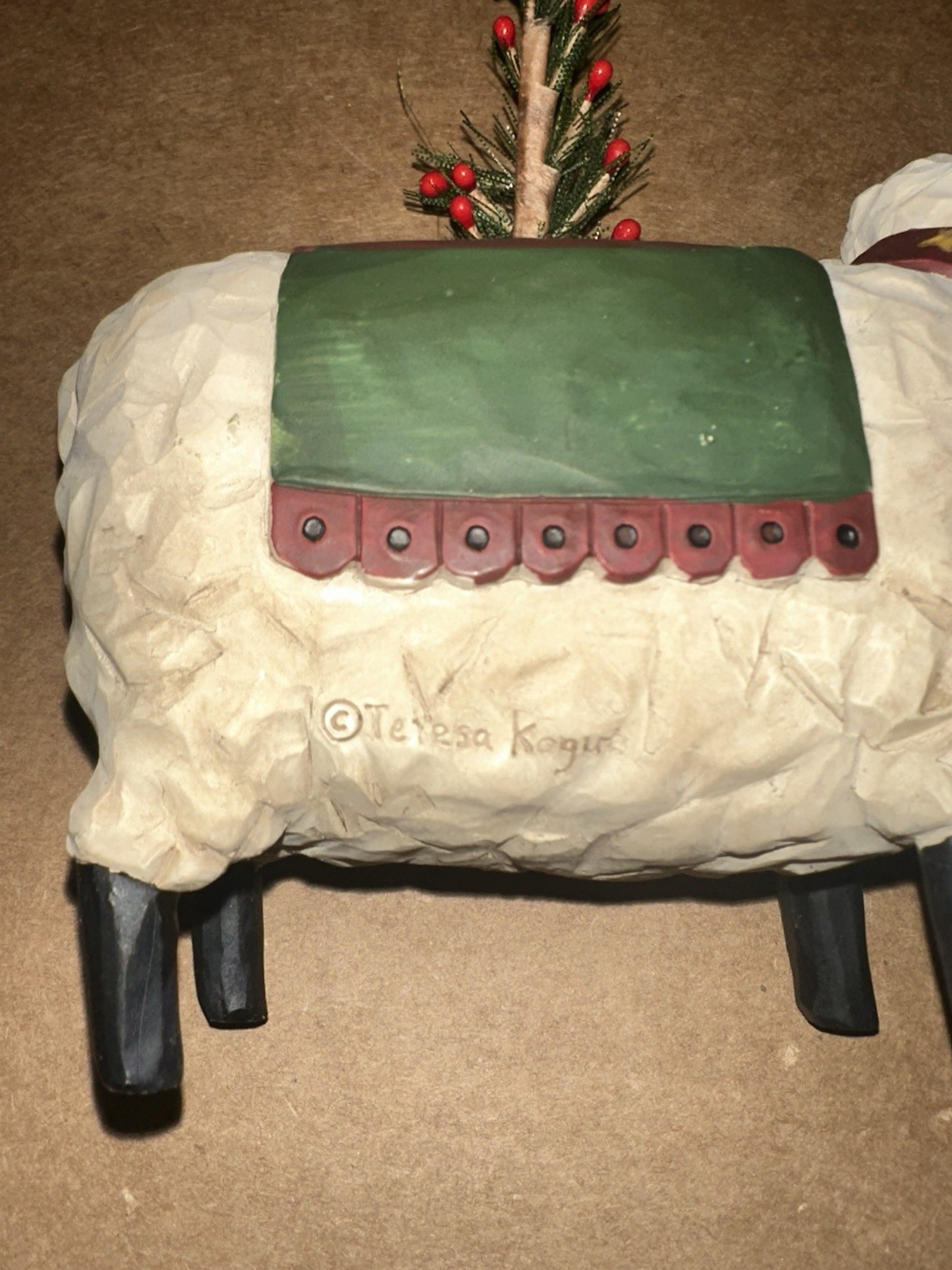 Merry Christmas To Ewe Sheep Tree Lamb Seasonal Farm Folk Art Ganz Theresa Koger
