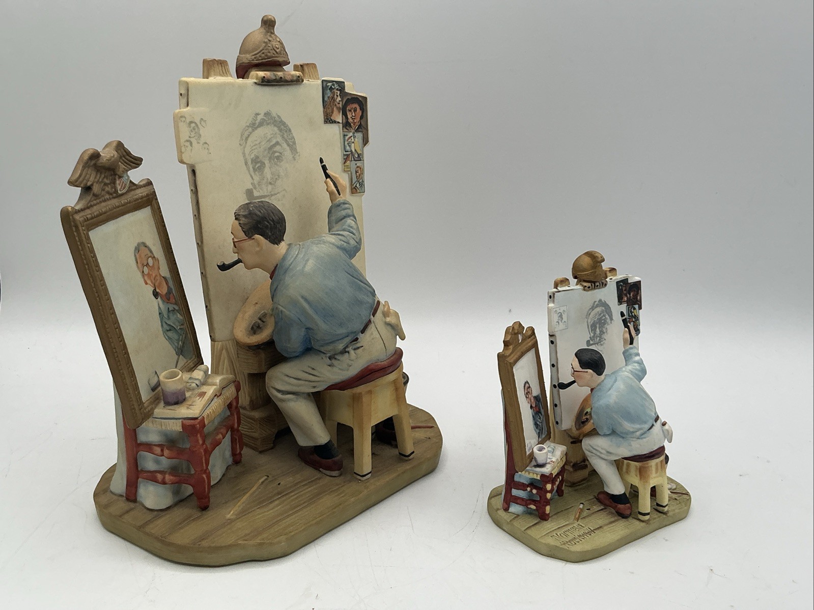 Norman Rockwell “Triple Self Portrait” Gorham Figurine Set (1978 & 1982)