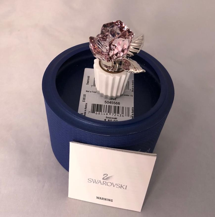 SWAROVSKI MINIATURE ANTIQUE PINK ROSE, #5045566, 2014, RETIRED, RARE, NEW IN BOX