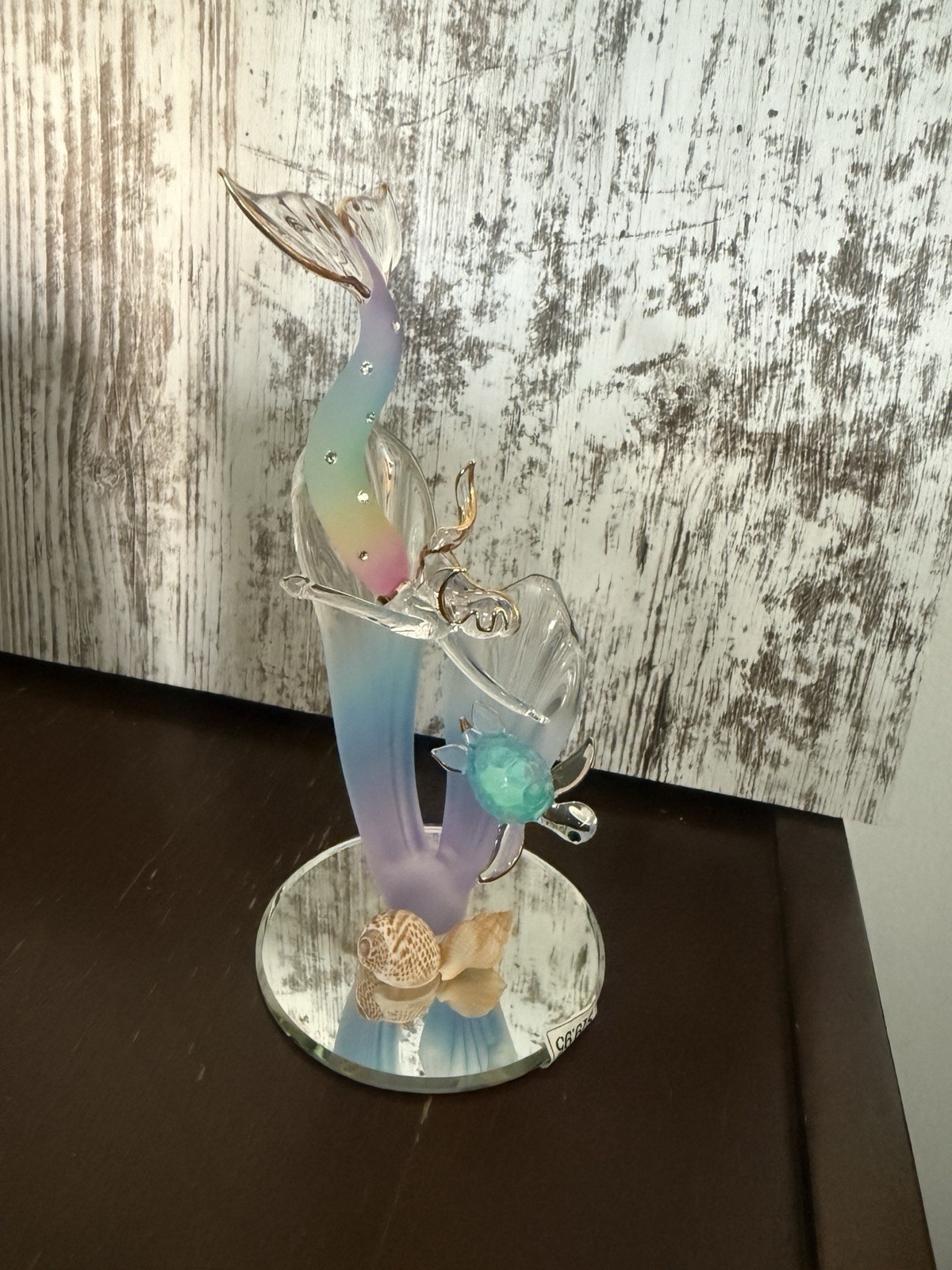 New Glass Art Mermaid Sea Turtle Shells Figurine Home Decor Gift