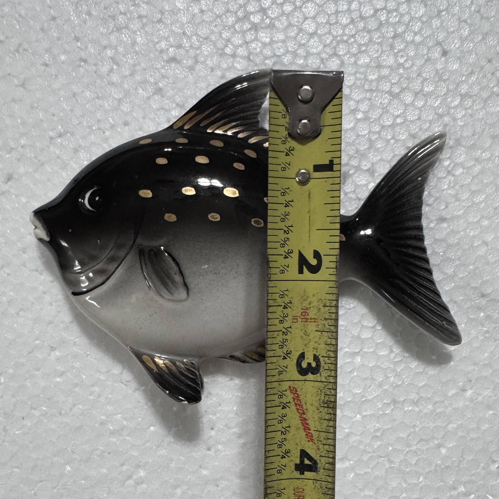 Vintage Lefton Black, White And Gold Wall Plaque Fish