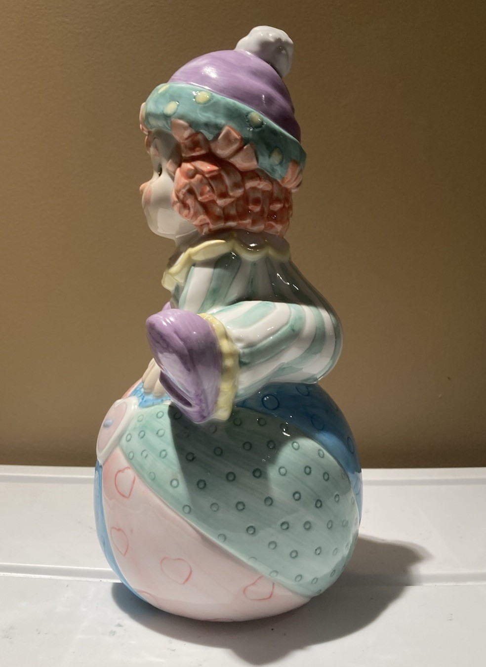 Enesco Precious Moments Clown On Ball Piggy Bank 10 1/5” Ex Cond