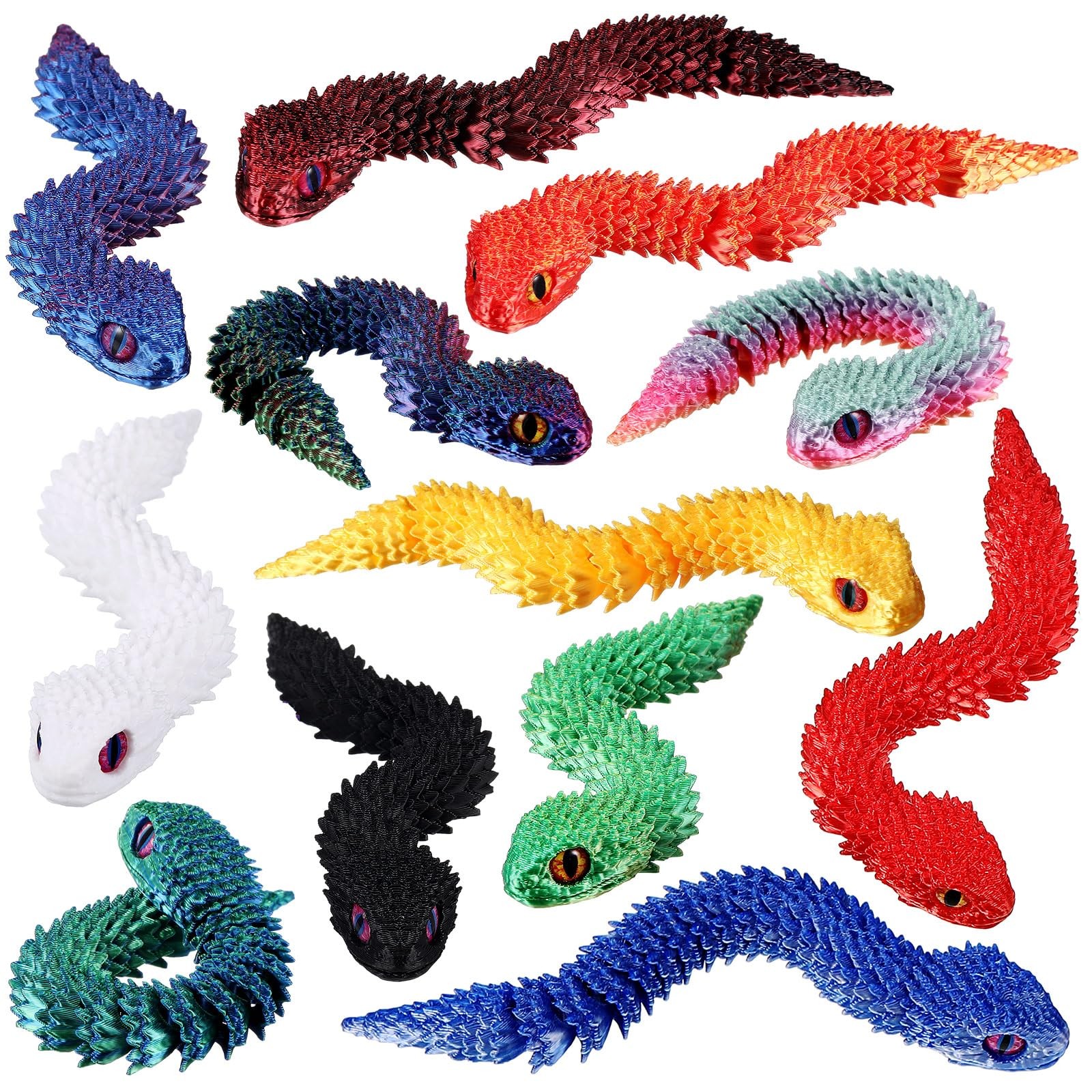 12 Pcs 3D Printed Snakes 3D Mini Snakes Fidget Animal Flexible Cute Articulat…