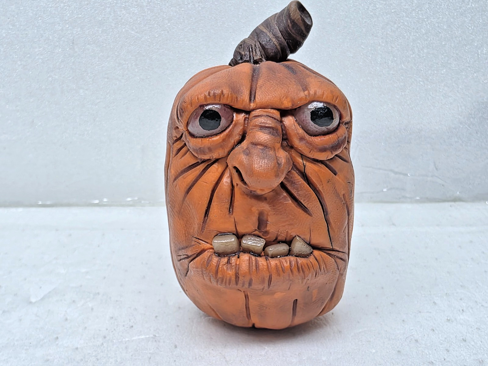 Ugly Polymer Clay Jack-O’-Lantern Handmade Sculptures Set Of 6