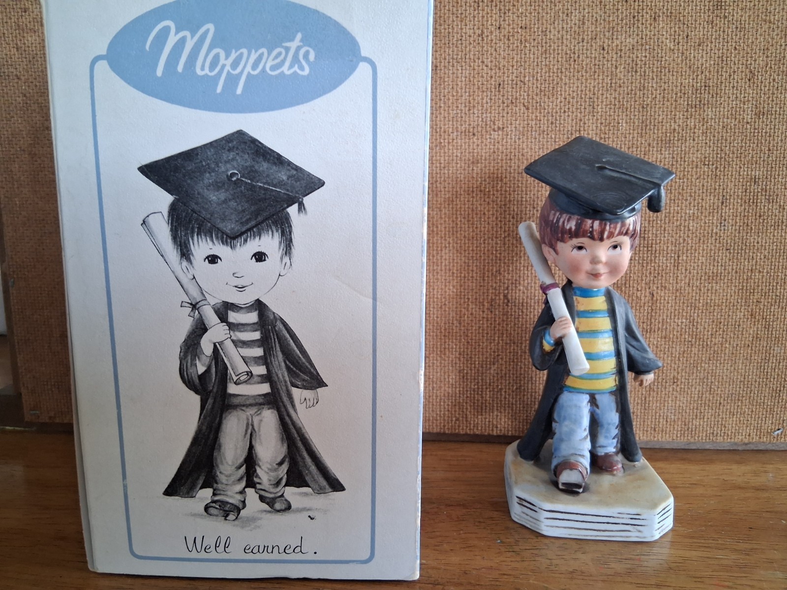 Moppets 1976 Graduation Boy” Well Earned” Rare Vintage Figurine