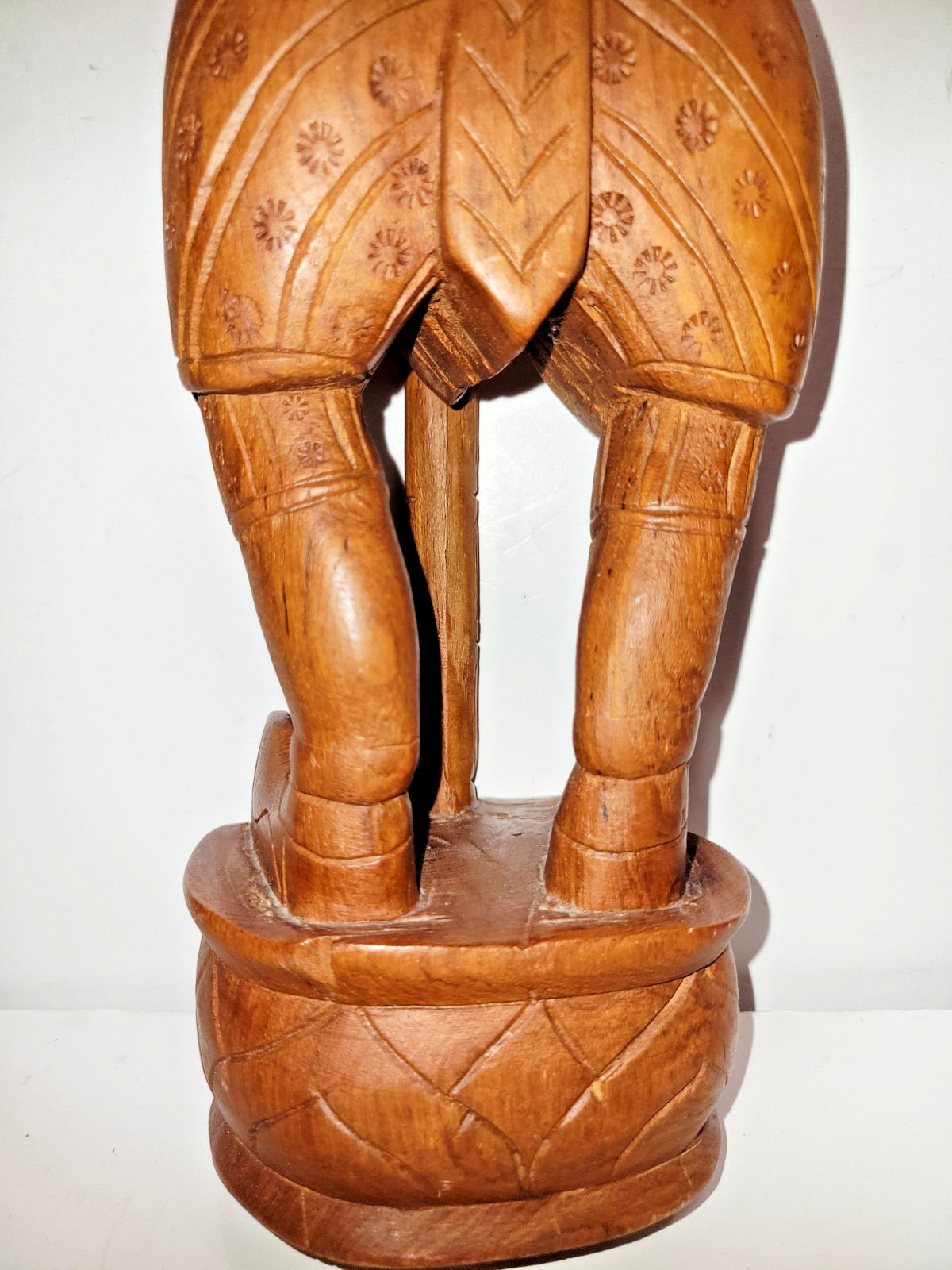 Vtg Lg 20″ Yaksha Thai Temple Guard Statue Hand-Carved Teak Wood Guardian Deity