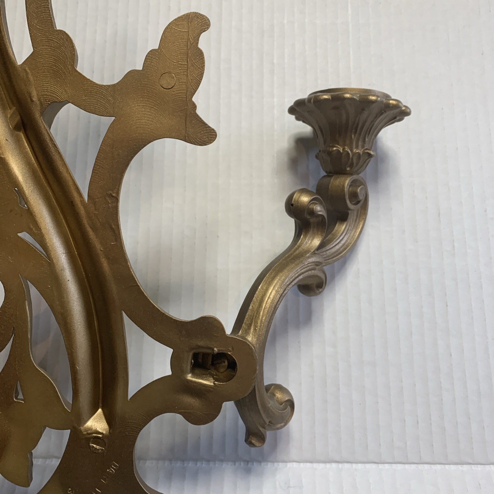 Home Interiors Homco 2 Arm Gold Sconce