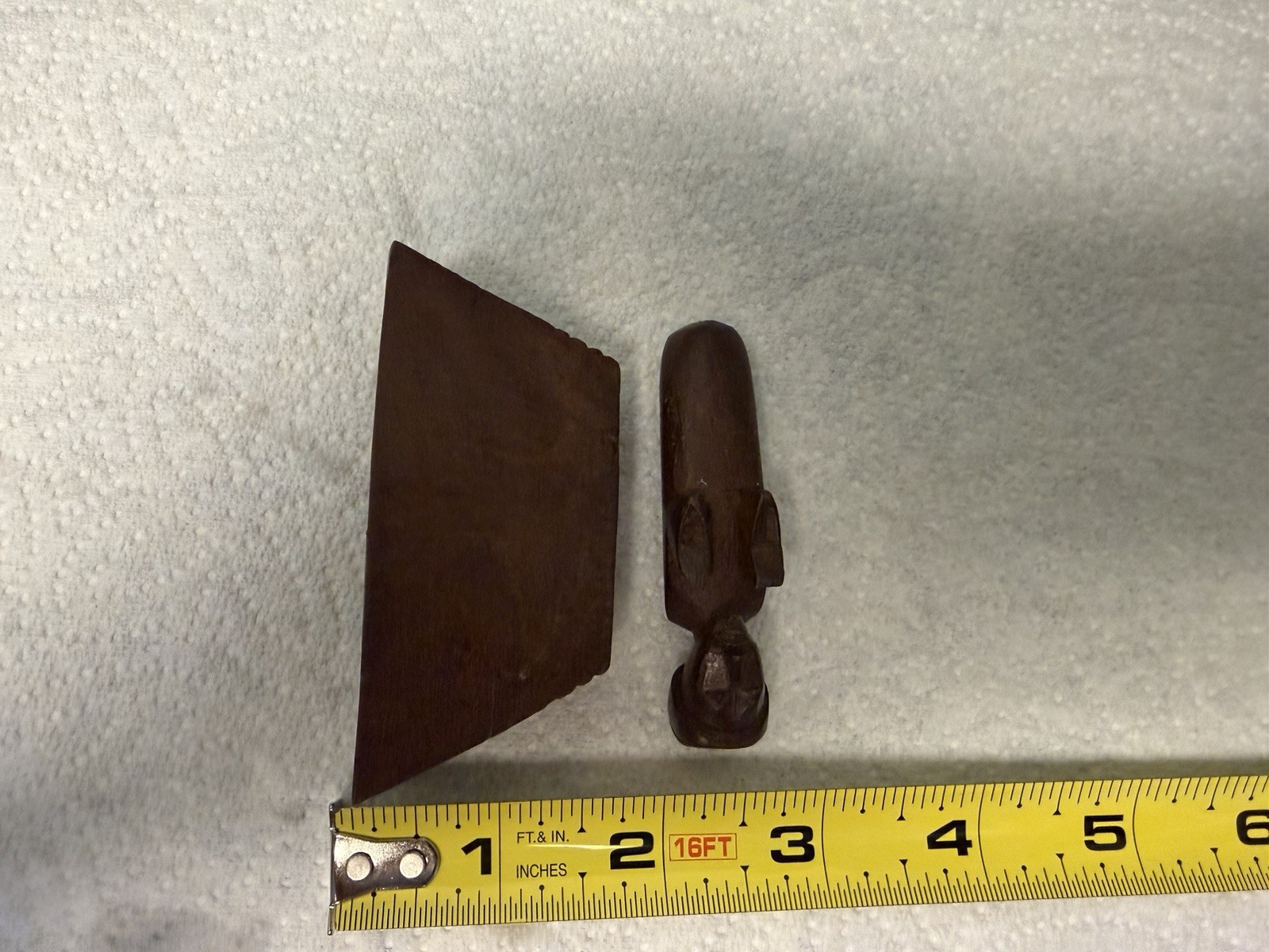 Vintage Small Hand carved Coffin Wood Sculpture With Wooden Carved Figure Man