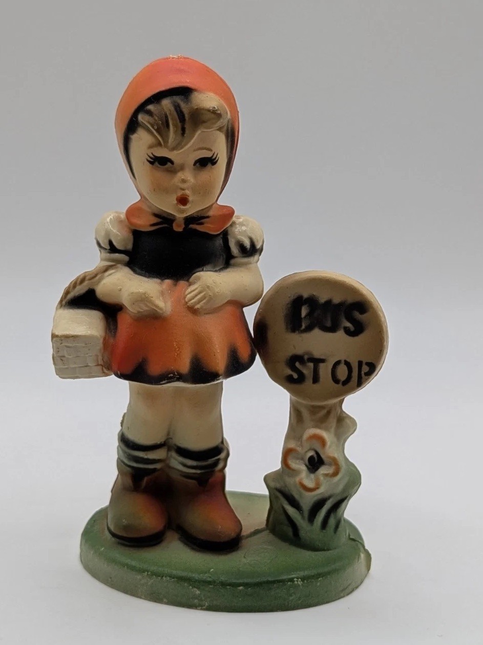 Bus Stop Girl Figurine Celluloid Hard Plastic Hong Kong