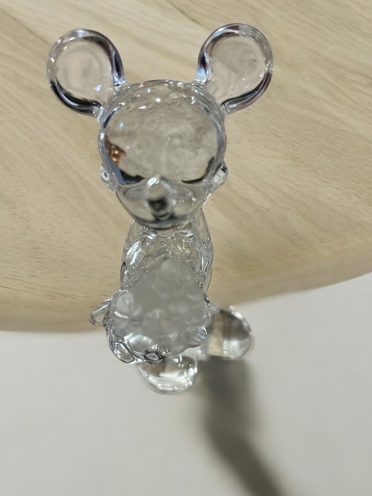 Lenox Lead Crystal Clear Disney Mickey Mouse Figurine w/Flowers GERMANY, w/Stamp