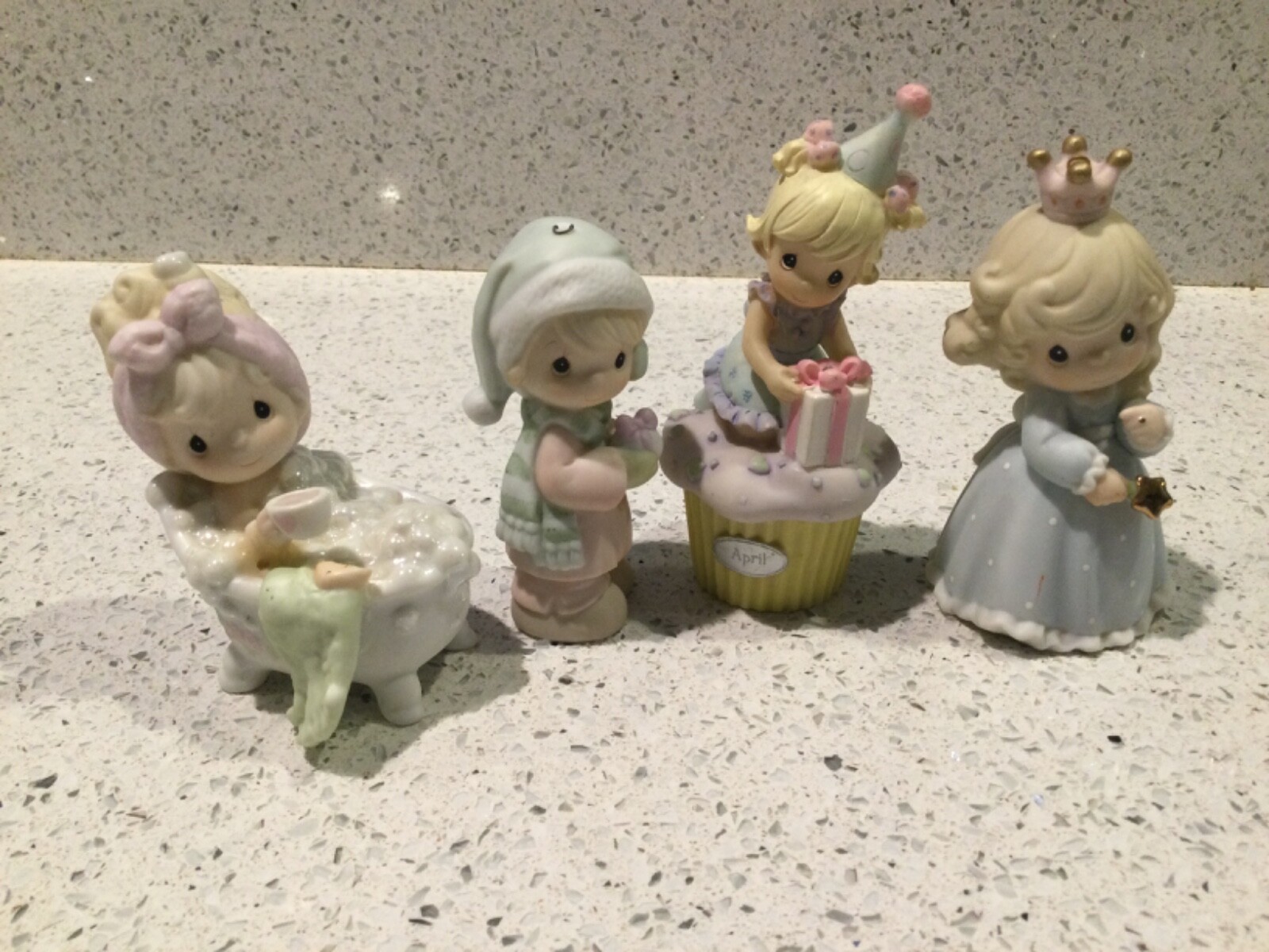 PRECIOUS MOMENTS lot of 4 ceramic figurines 1998 1999 2007 girls 3-4” tall