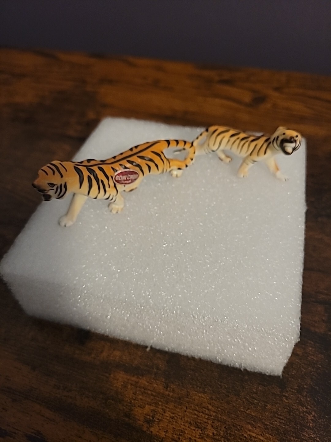 Bone China Tigers Set Of 2 Lot Africa Jungle Figurine Big Cats Sticker Minature