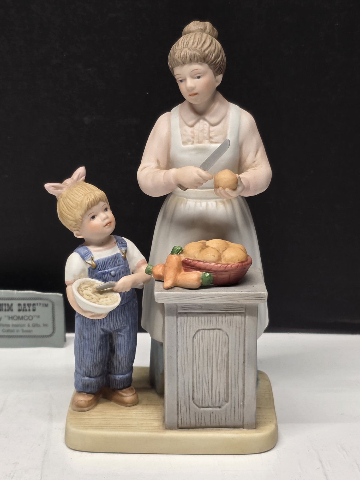 Homco Vintage Denim Days Figurine “Helping Mom” #8821 from 1985