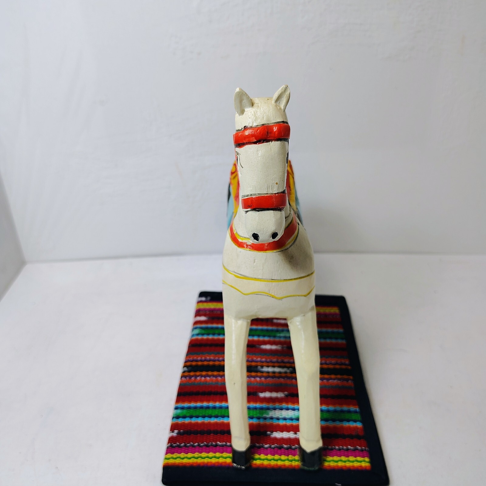 Vintage Hand Carved Wooden Horse Made in Germany 8.5″ Wide x 8″ Tall Colorful
