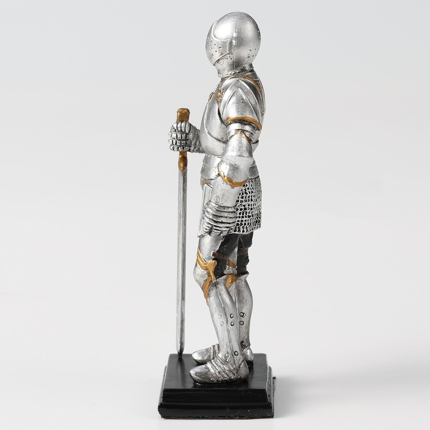 Polystone Medieval Knight Armor Sword Stance Statue Home Decorative Collectible