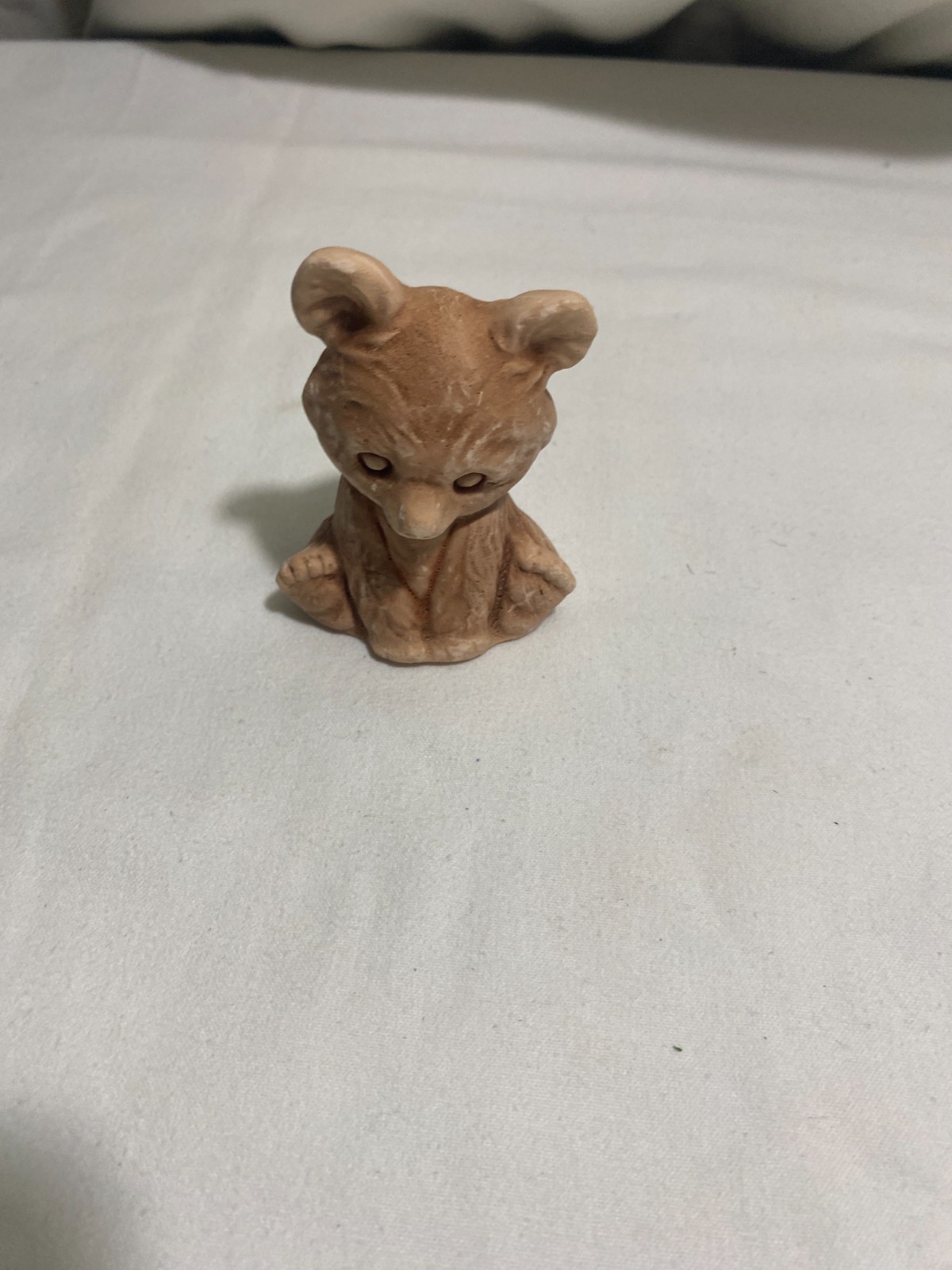 Vintage Handcrafted Brown Bear Cub Figurine Miniature Stoneware Pottery 2″ Decor