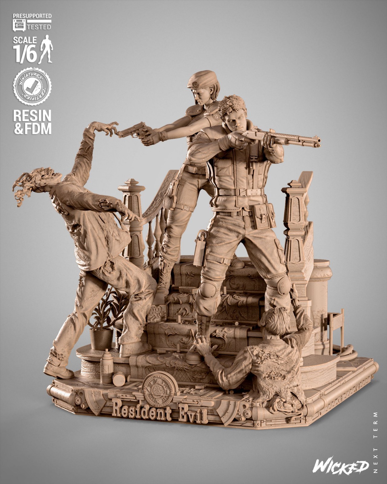 Resident Evil Diorama – 1/6 Scale Figure Statue 3D Print Model Kit Unpainted