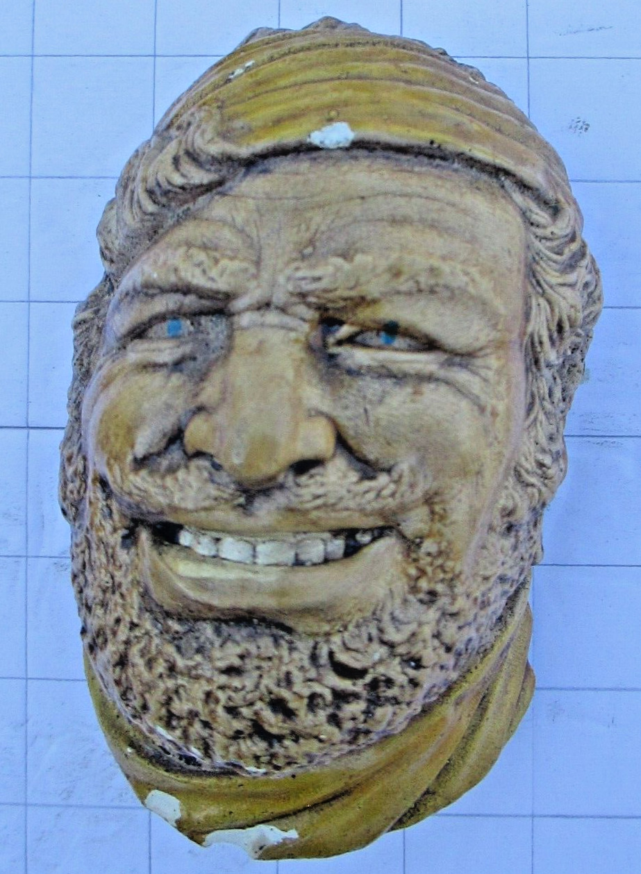 Vintage Plaster Or Chalkware Sailor Wall Sculpture Head 6 inch C30