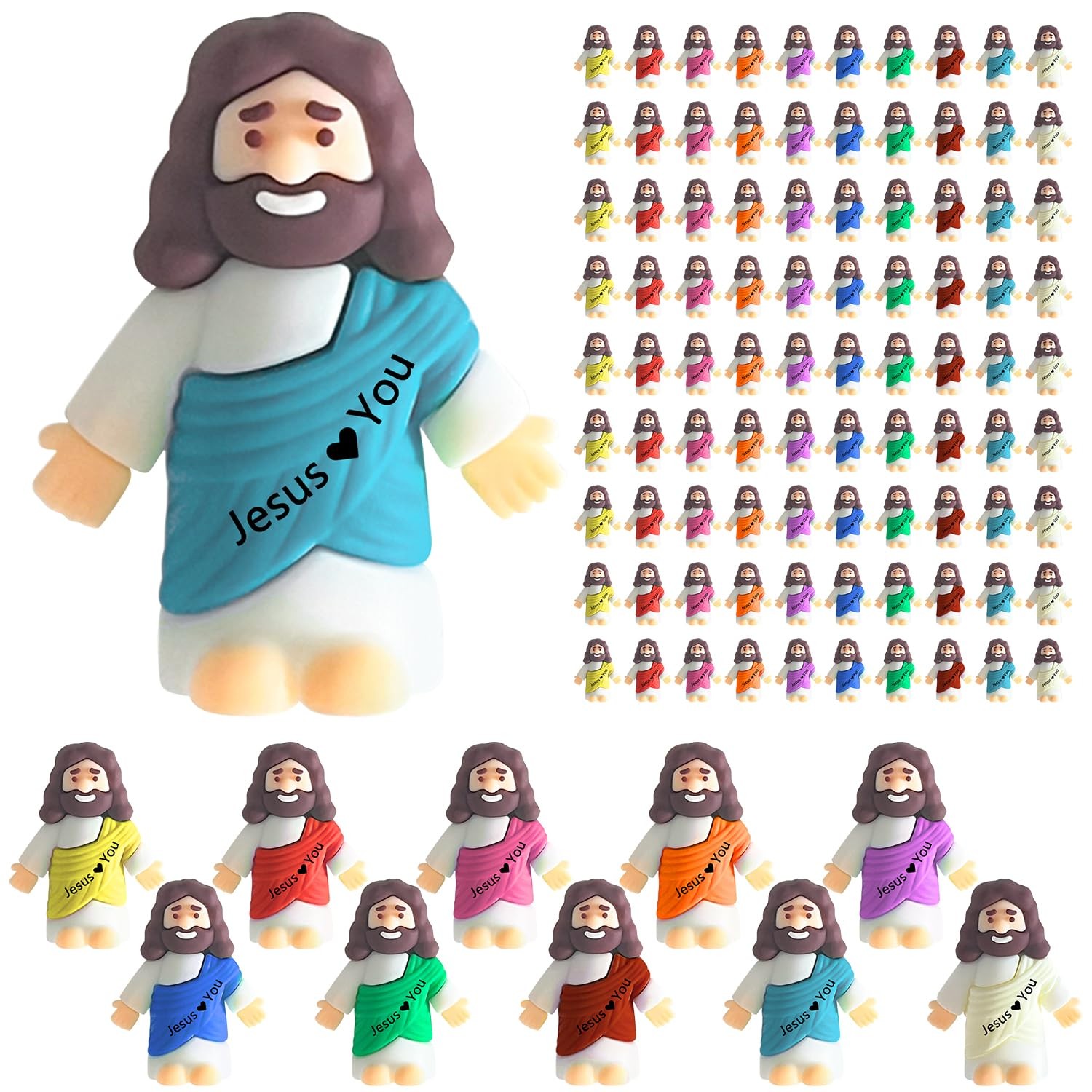 100 PCS Little Jesus Figures, Mini Jesus Figurines Bulk, Tiny Jesus Love You …