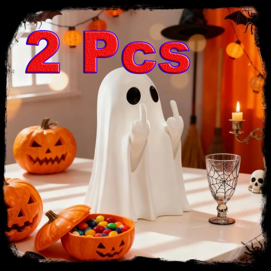 (2 Pack ) Cute Ghost Figurine Spooky Resin Statue Decoration Home Tabletop ++*-