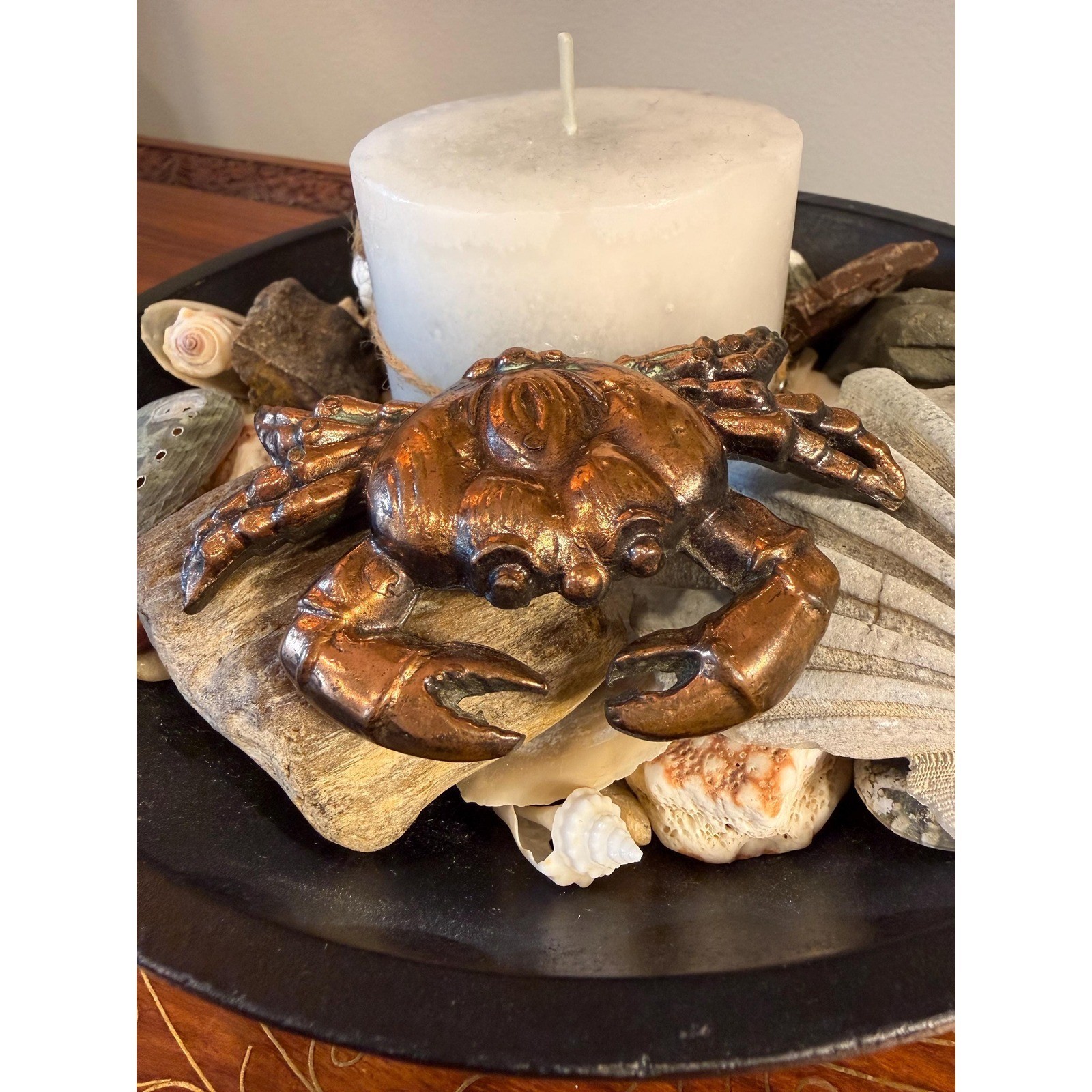 Vintage Metal Crab Figurine Coastal Beach Decor