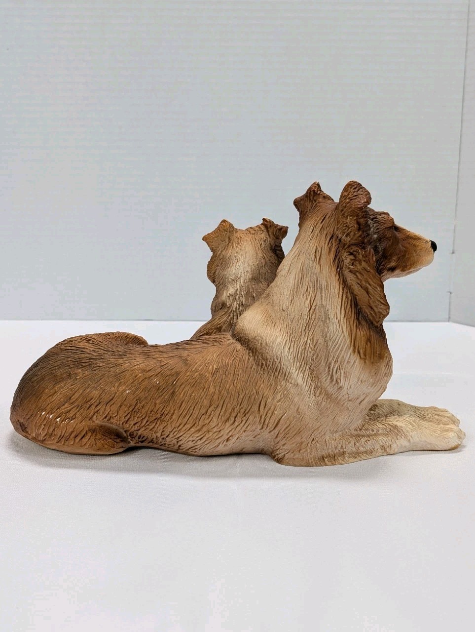Vintage Collie Homco Adult Mom/Dad & Puppy USA Resin Large Lassie Dog Figurine