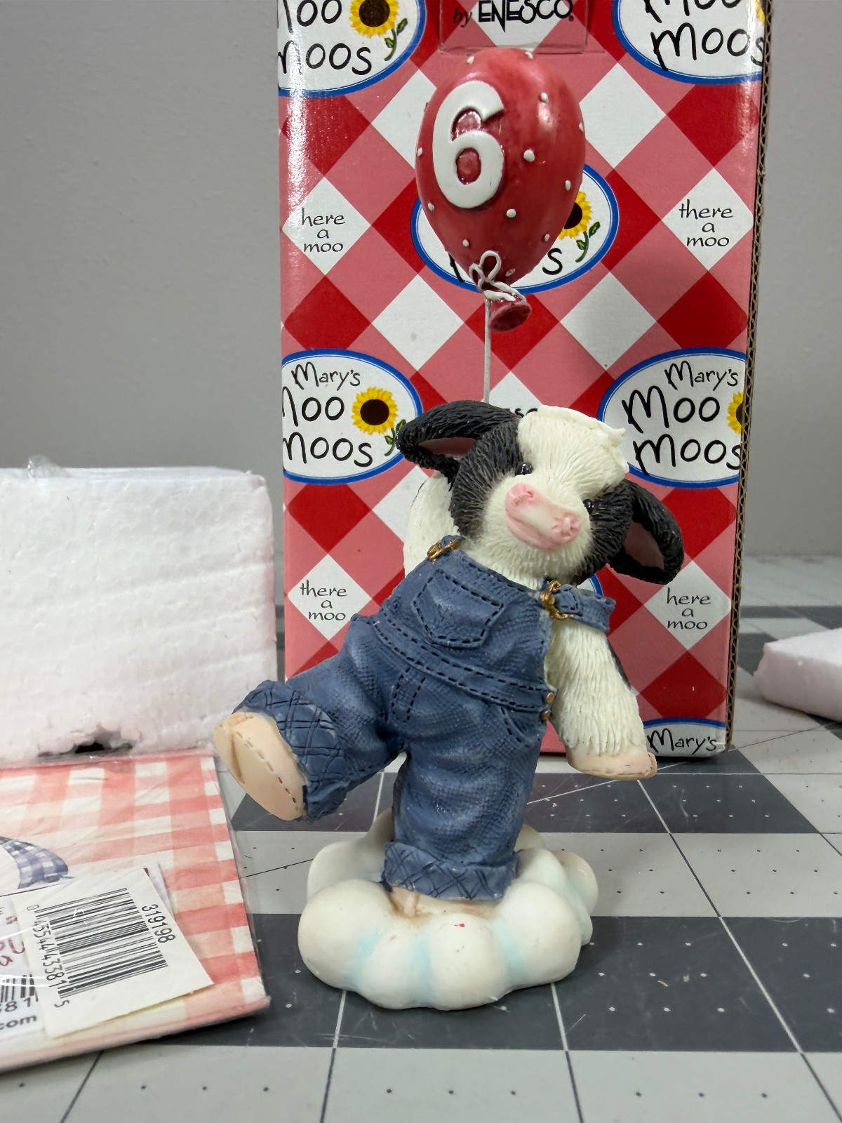 Vintage 199 ENESCO Mary Moo Moos, “Carried Away at Age 6” with Box, #319198