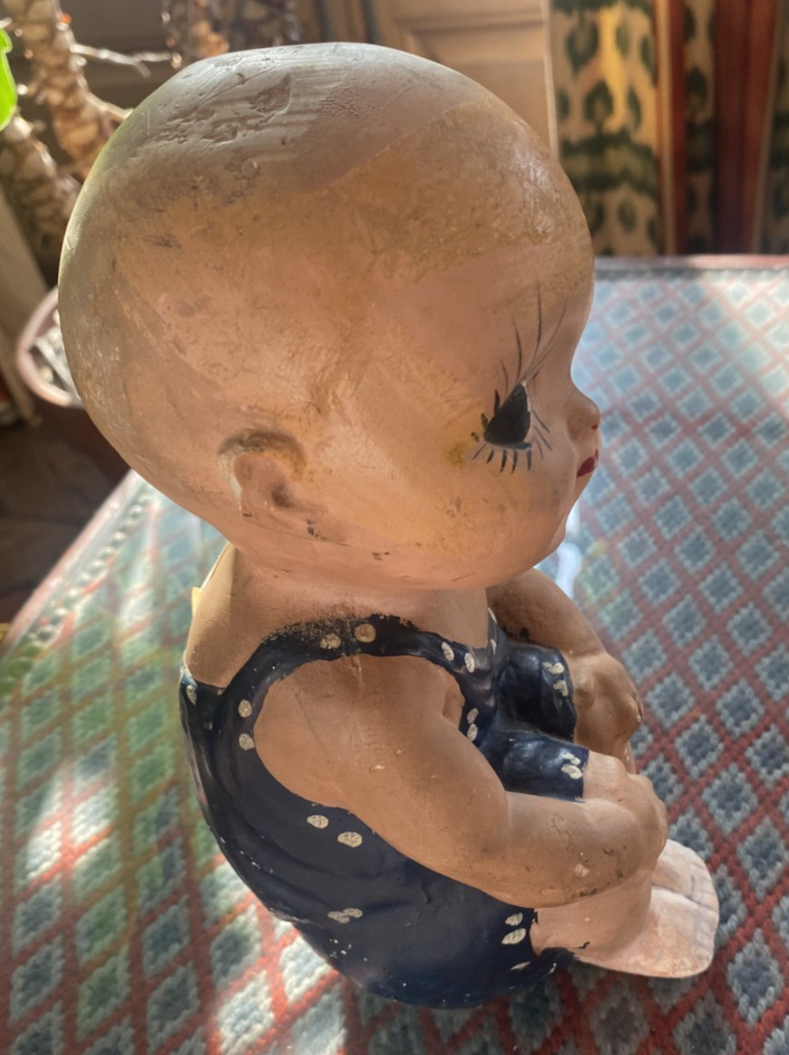Vintage 9″ Swimsuit Kewpie Chalk ware Sitting Doll Collectable