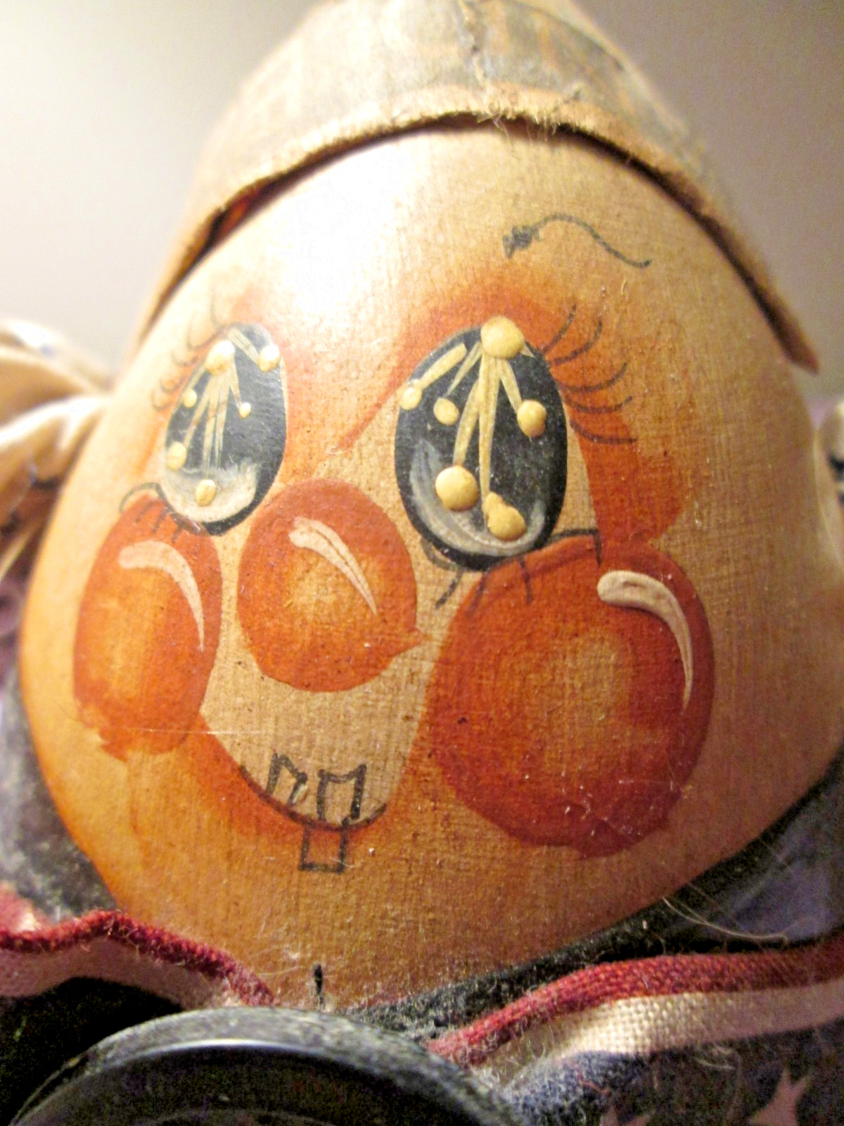 Vnt. Patriotic Humpty Dumpty Primitive Folk Art Wood & Cloth Shelf Sitter Figure