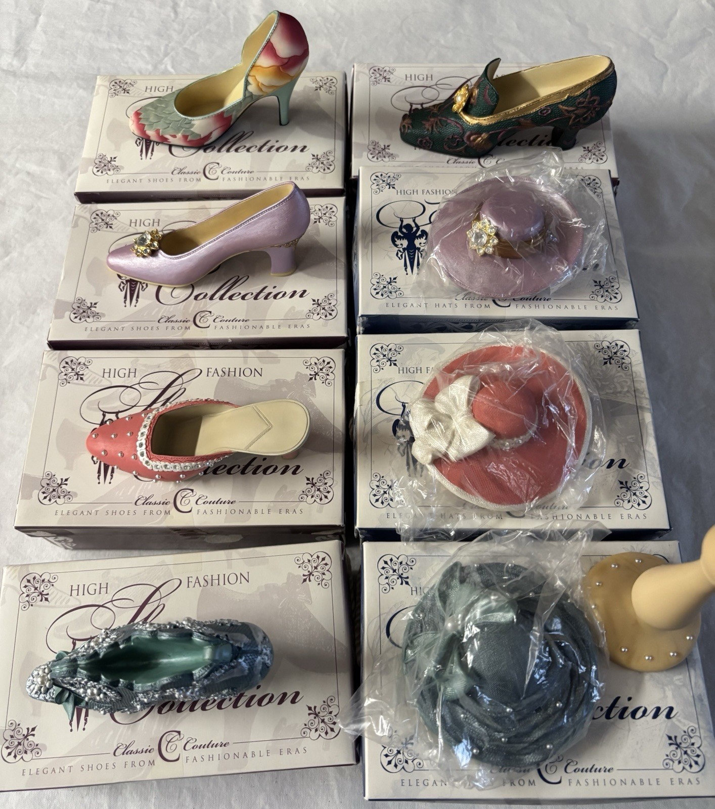 Lot Of Classic Couture Shoe Millennium Edition Shoes Hats w/ Stands