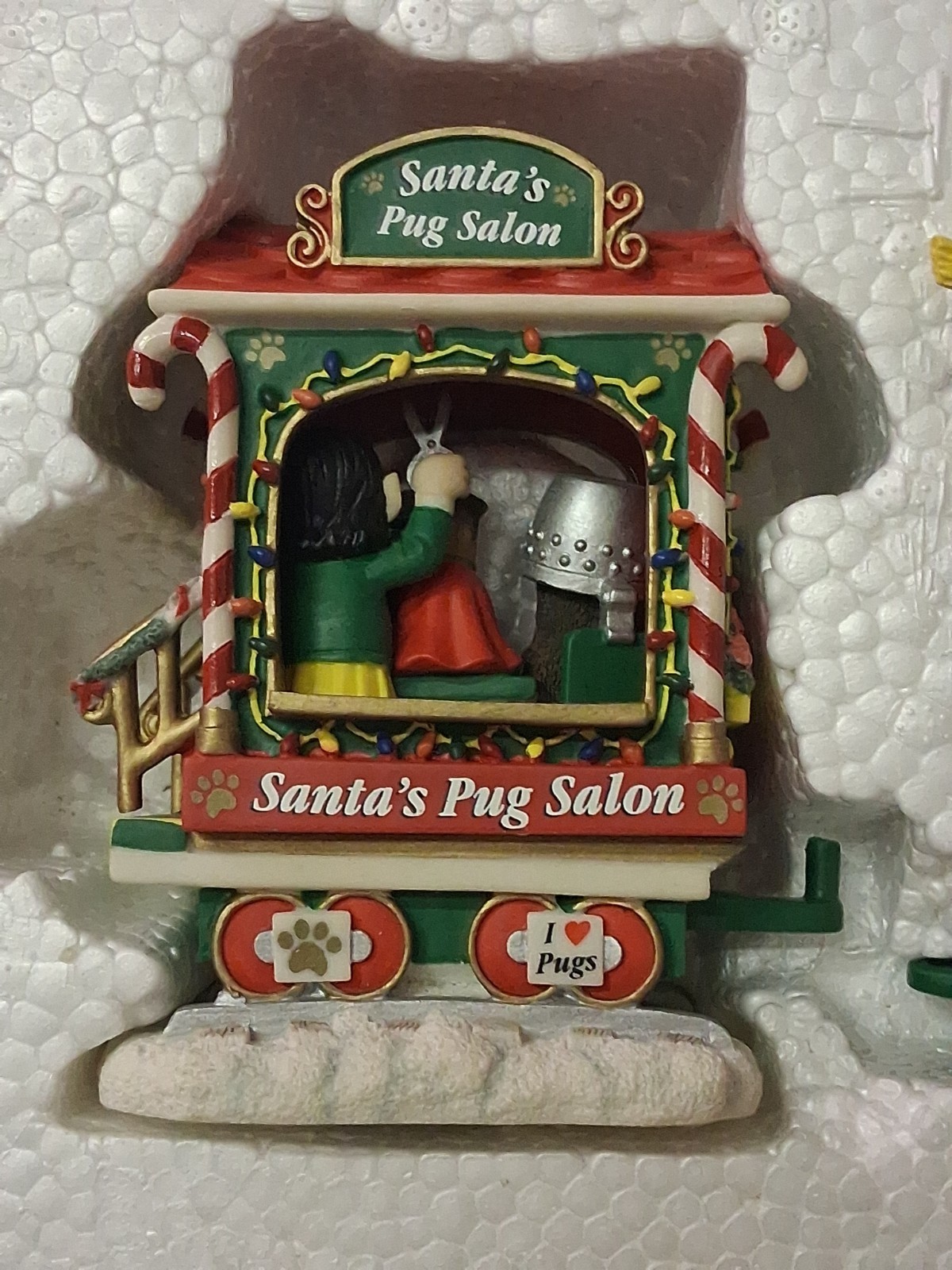 Danbury Mint The Pug Christmas Express Train 6 PCS SET Pugs Dogs Santa in Box 🐶