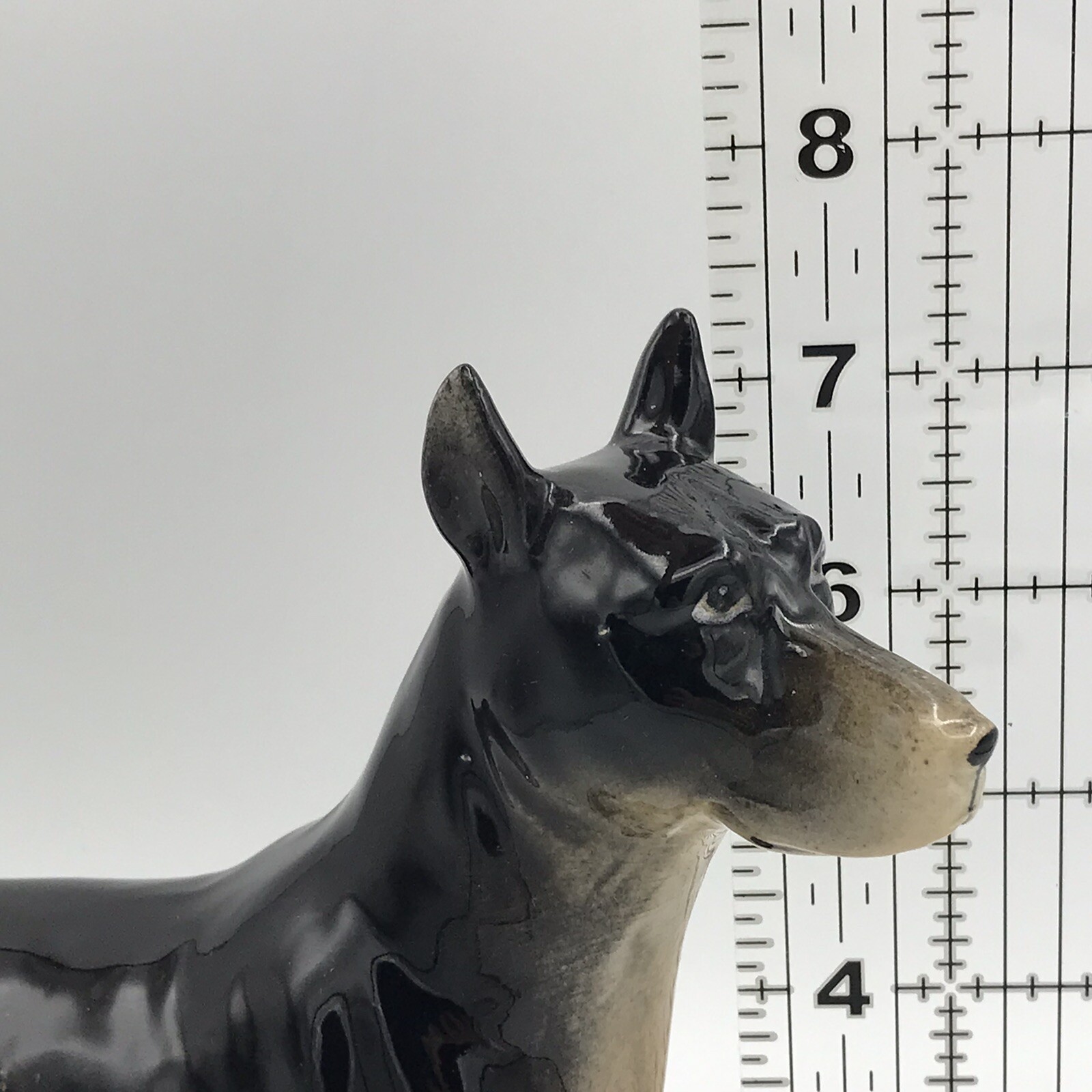Vtg Doberman Figurine Ceramic Dog Handpainted MCM Decor 50s 60s Fairyland Import