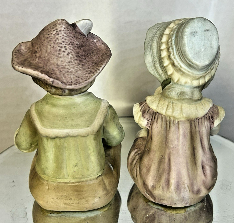 Vintage Design Reg Boy & Girl Piano Babies Figurines Hand-Painted Matte #6682