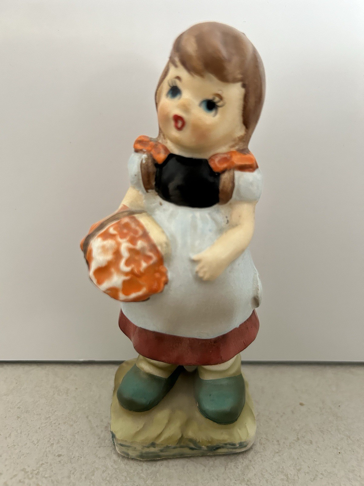 Napcoware Japan Porcelain Figurine 1950s Napco Ware Girl With Basket