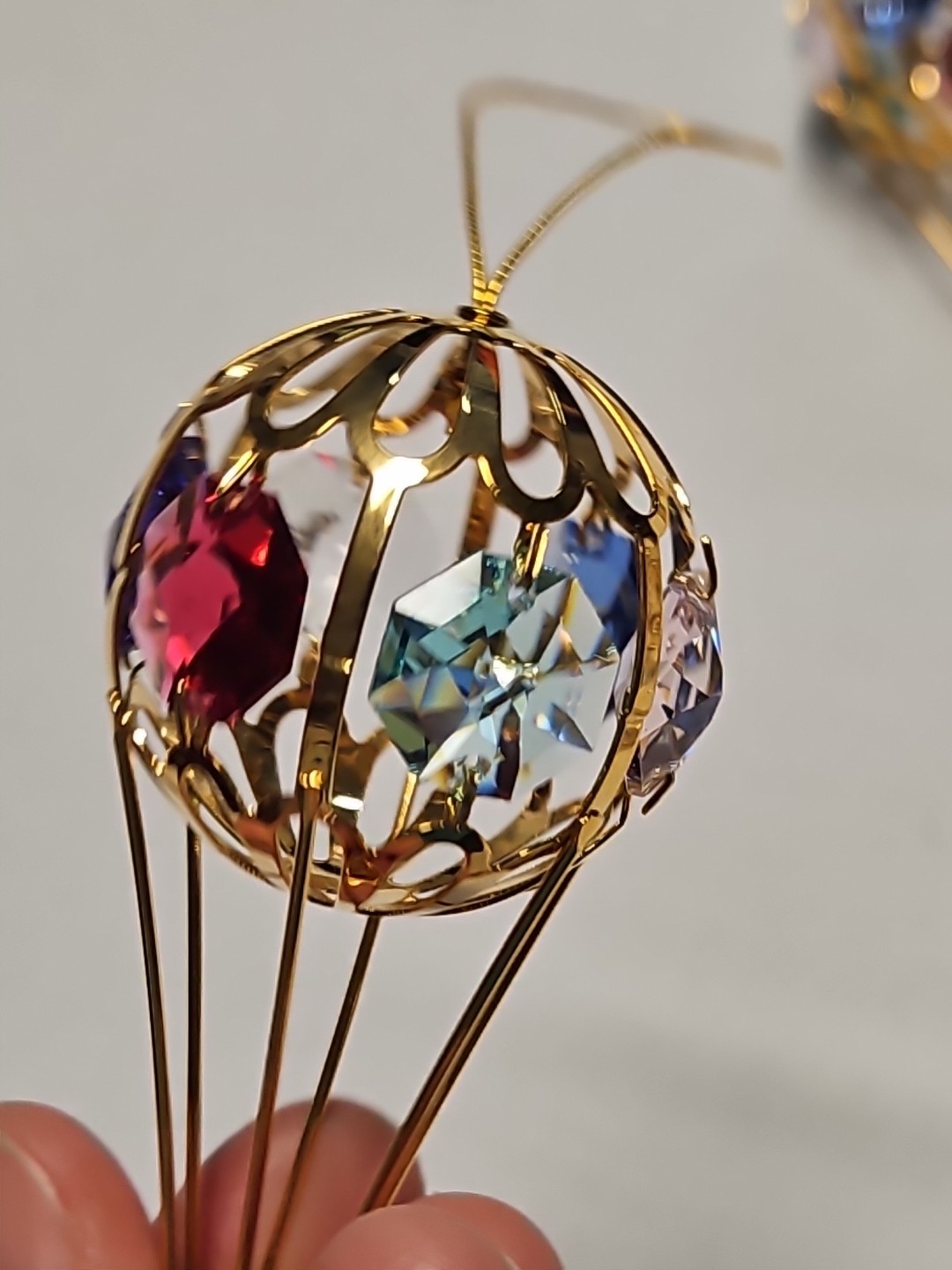 Lot 4 Matashi SWAROVSKI COLOR CRYSTAL HOT AIR BALLOON Ornaments 24K Gold Plated