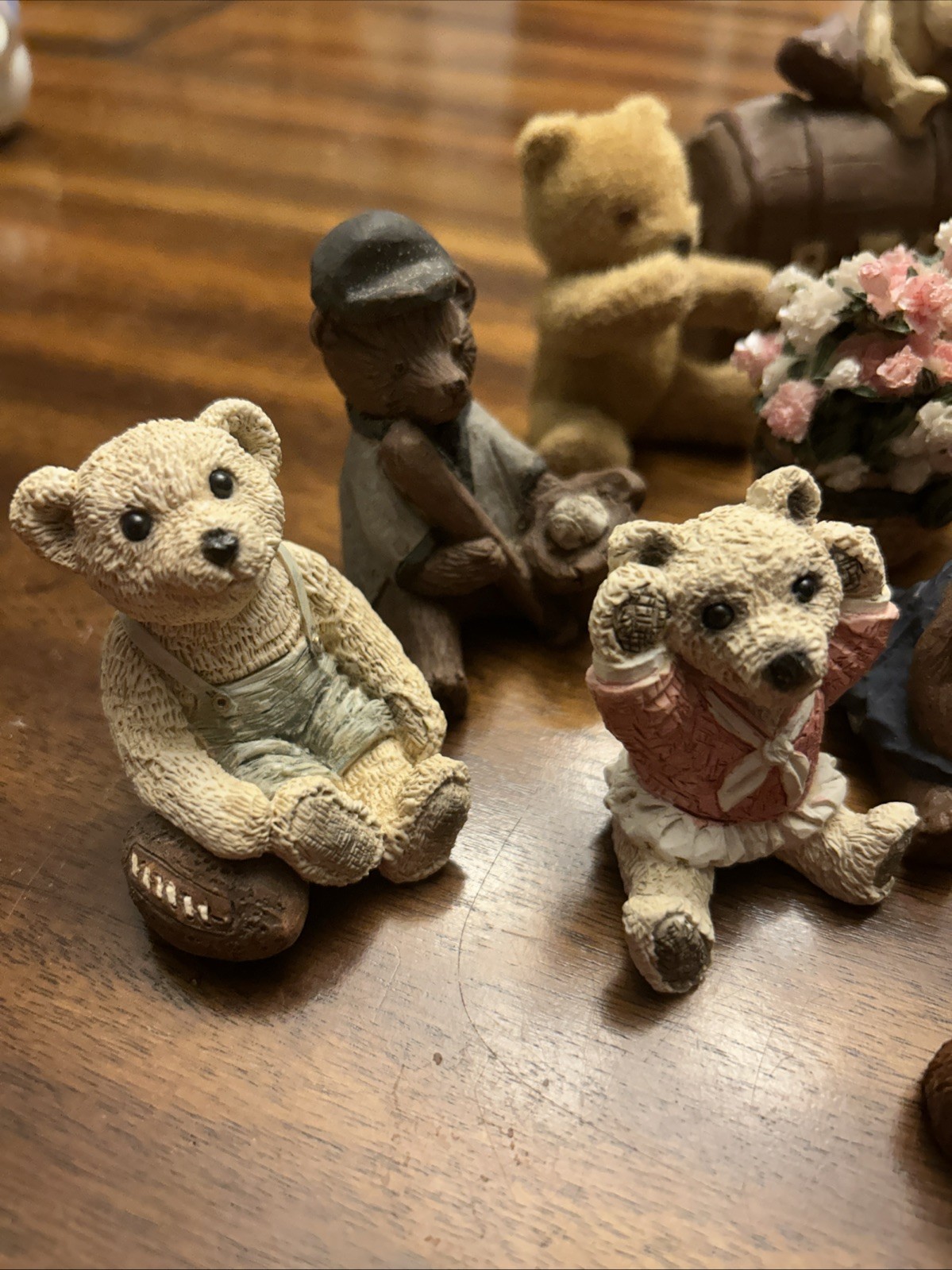 Vintage Lot Of 24 Small Bear Figurines -1”-6” Tall – Ceramic, Resin, Stuffed Etc