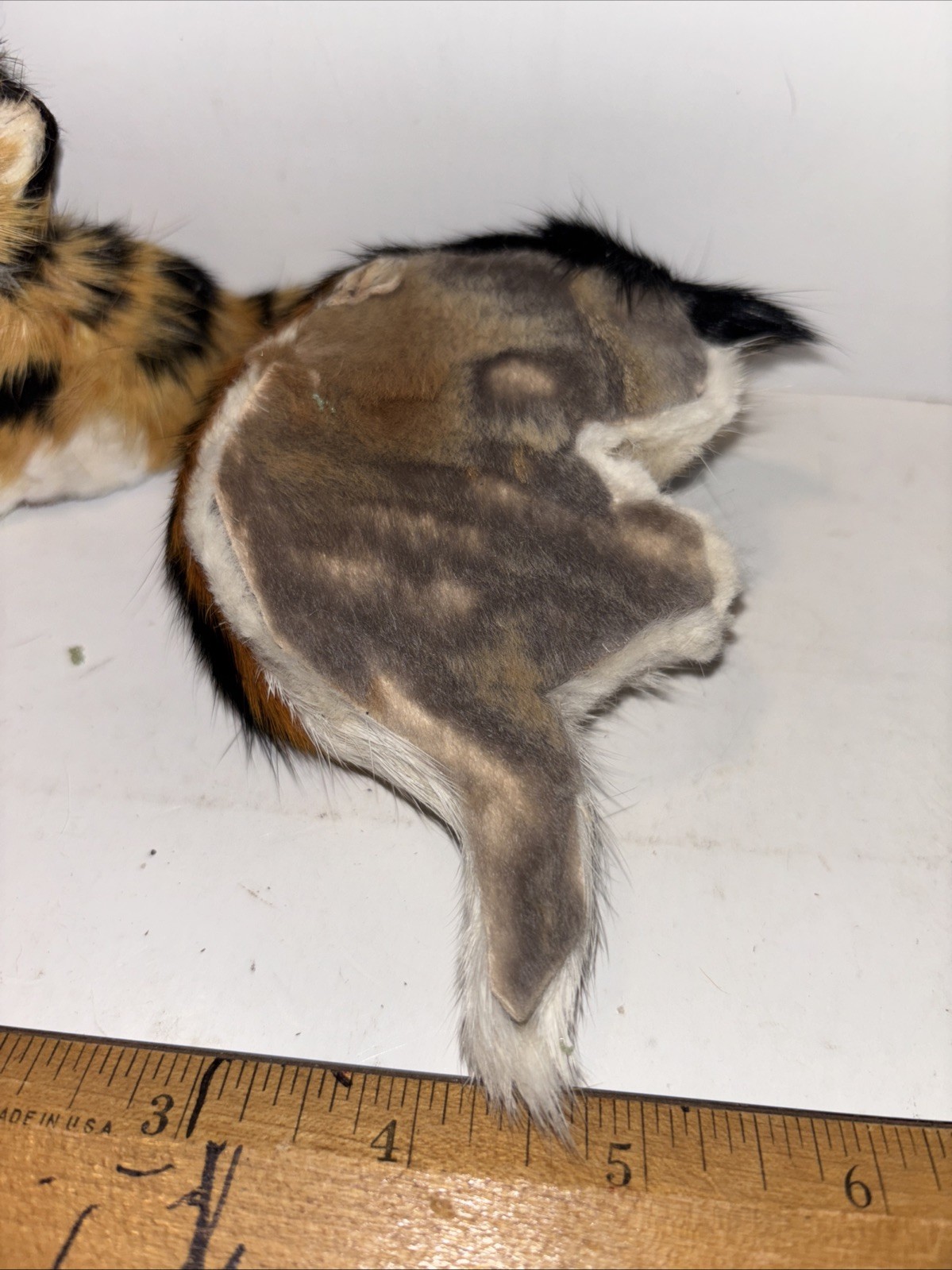 VTG Kitschy Ceramics Kitten with Fur & Calico Car Made With Rabbit Fur