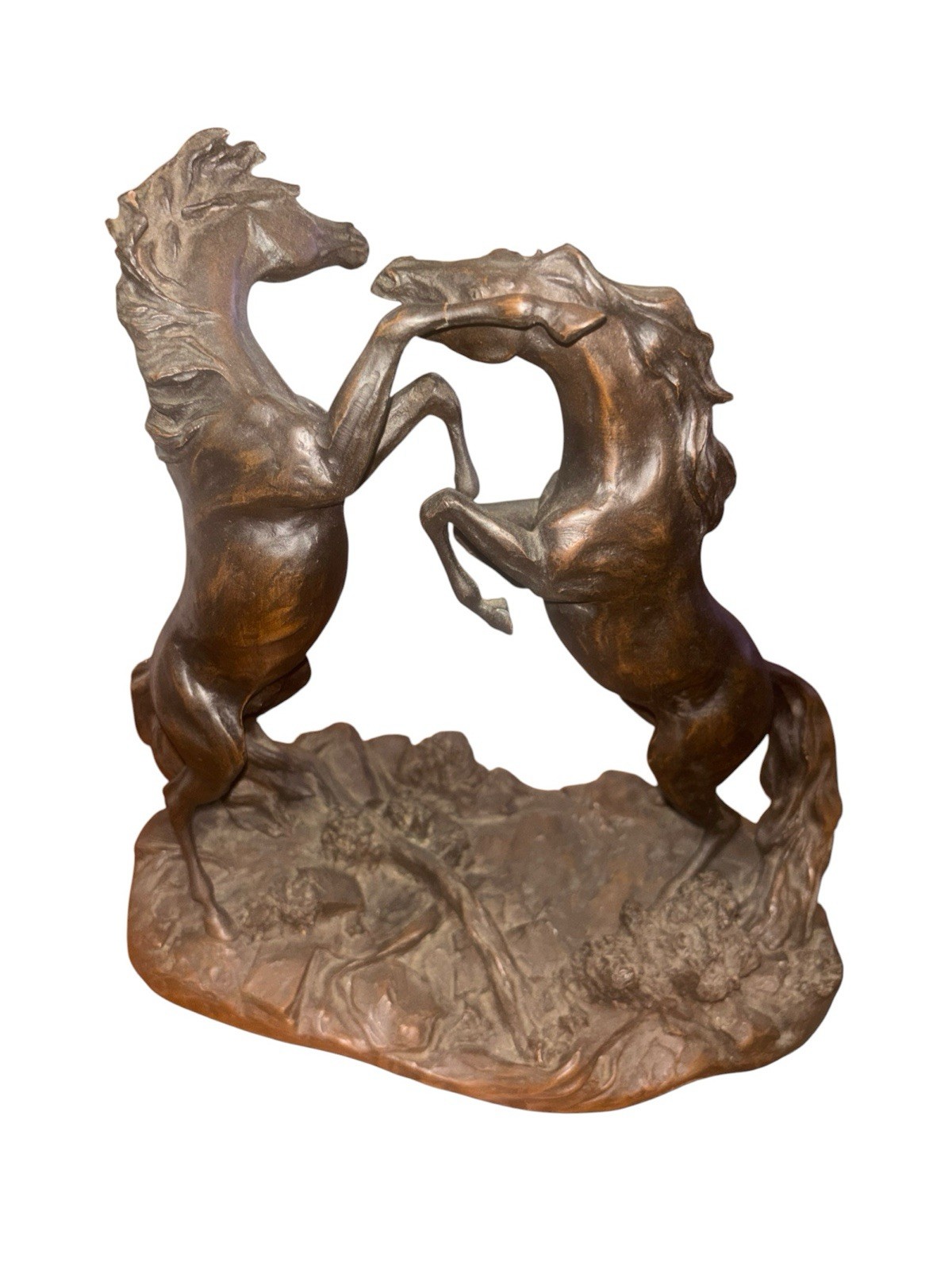 Lanford Monroe “Challenging Stallions “ Cold Cast Resin Bronze Patina Sculpture