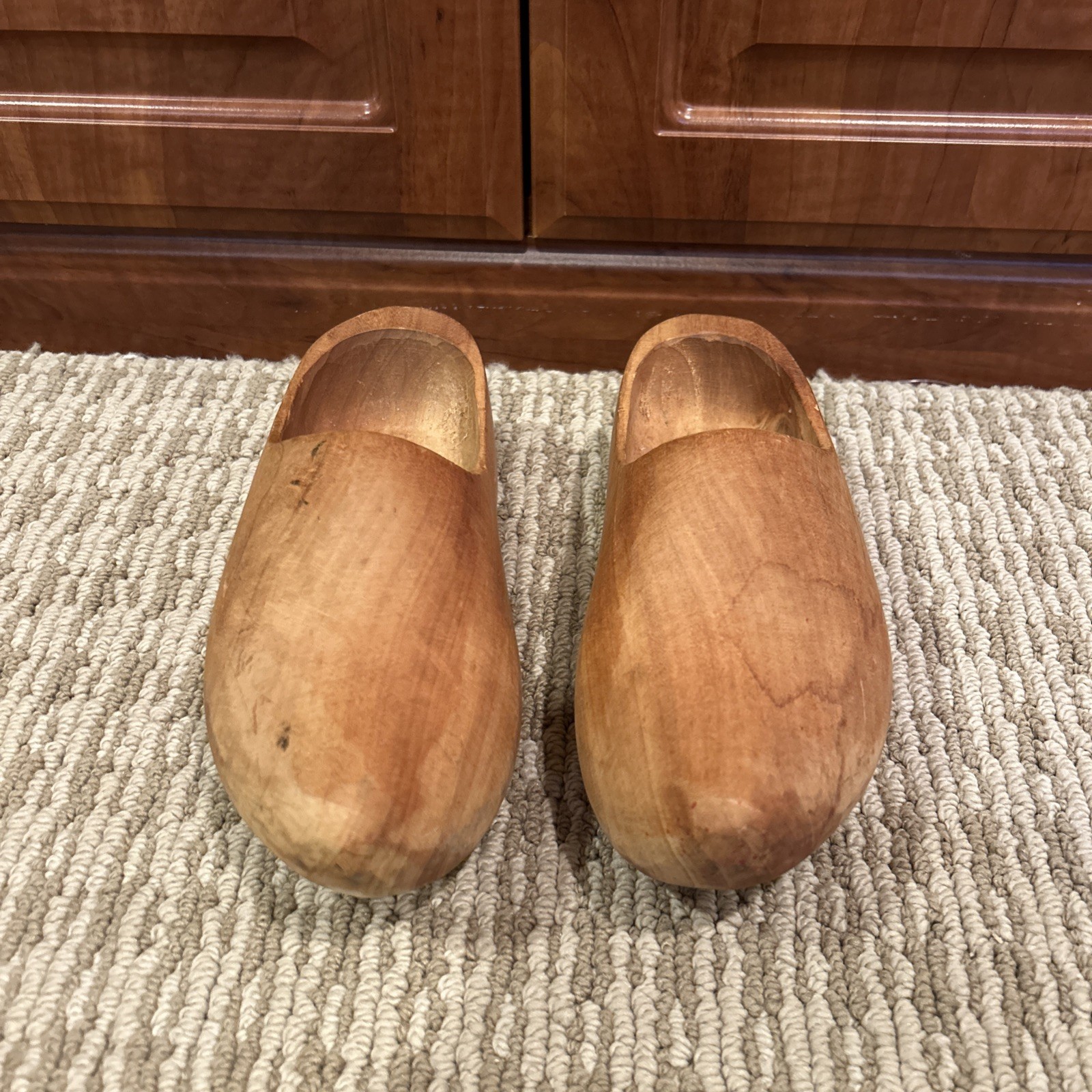 Vintage Hand Carved Dutch Wooden Clogs Unpainted Made in Holland Size 20