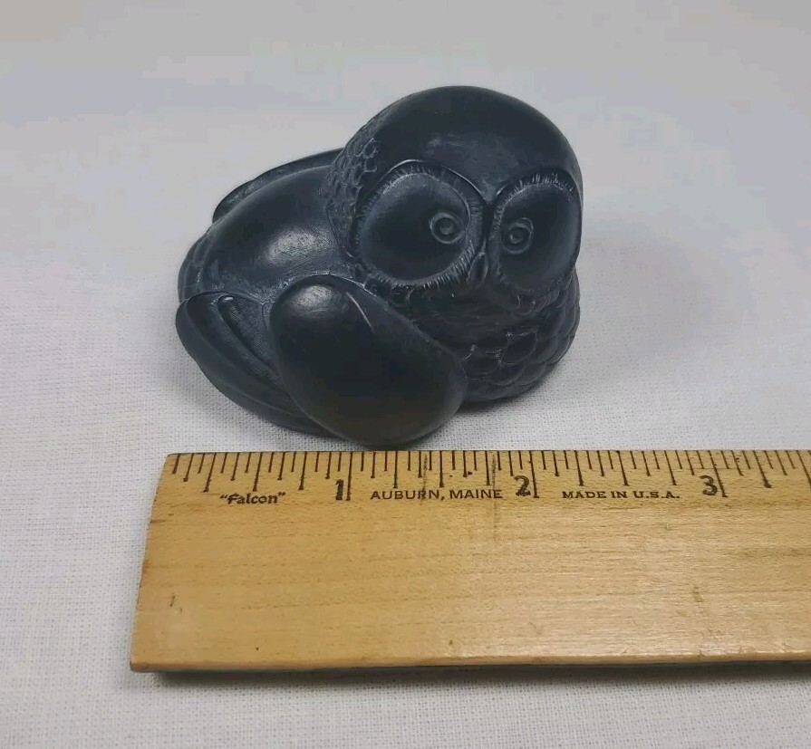 BOMA Carved Black Stone Resin OWL Made in Canada Authentic Reproduction w/ Tag