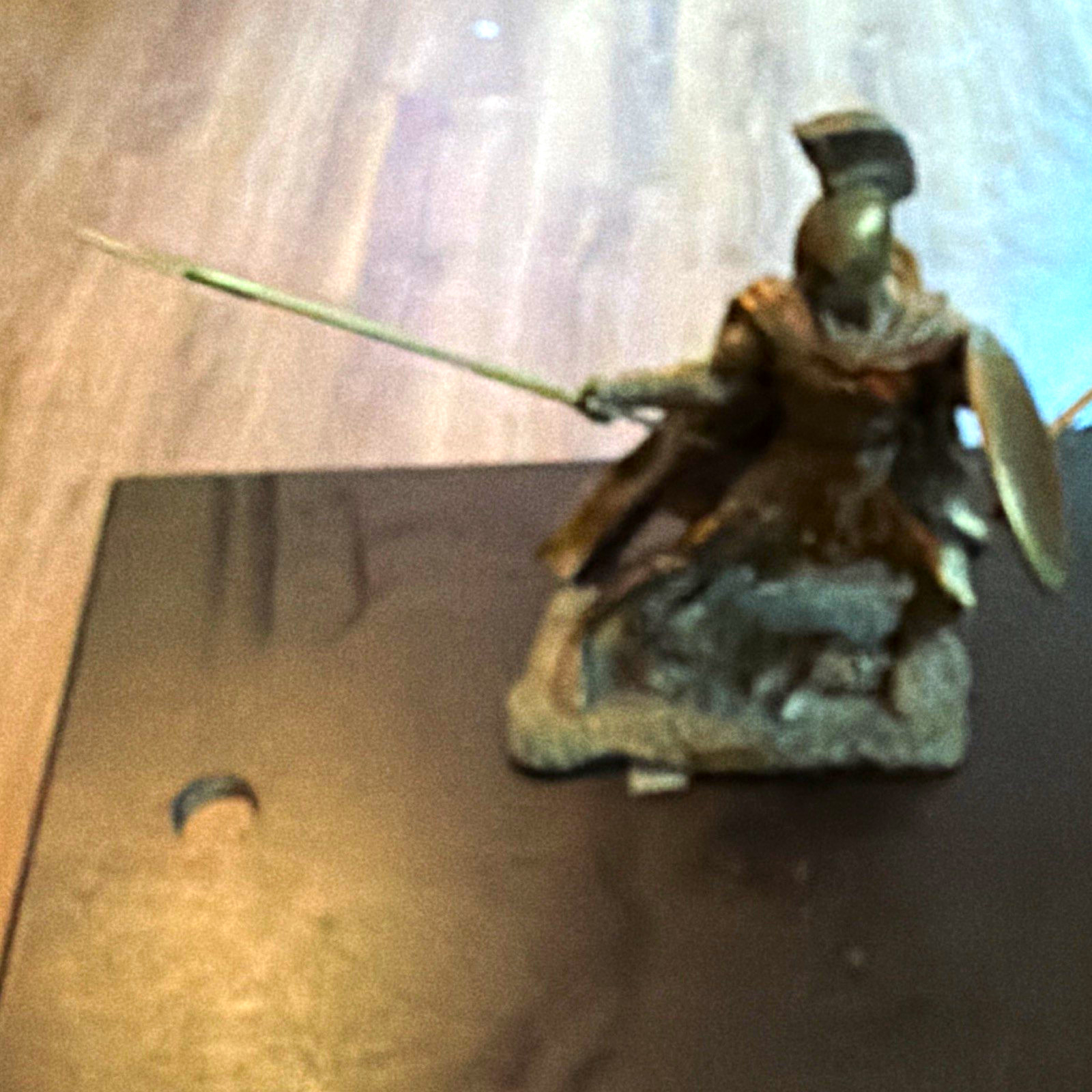 Hector Warrior Metal Figurine Bronze Tone Metallic Finish Spear & Shield
