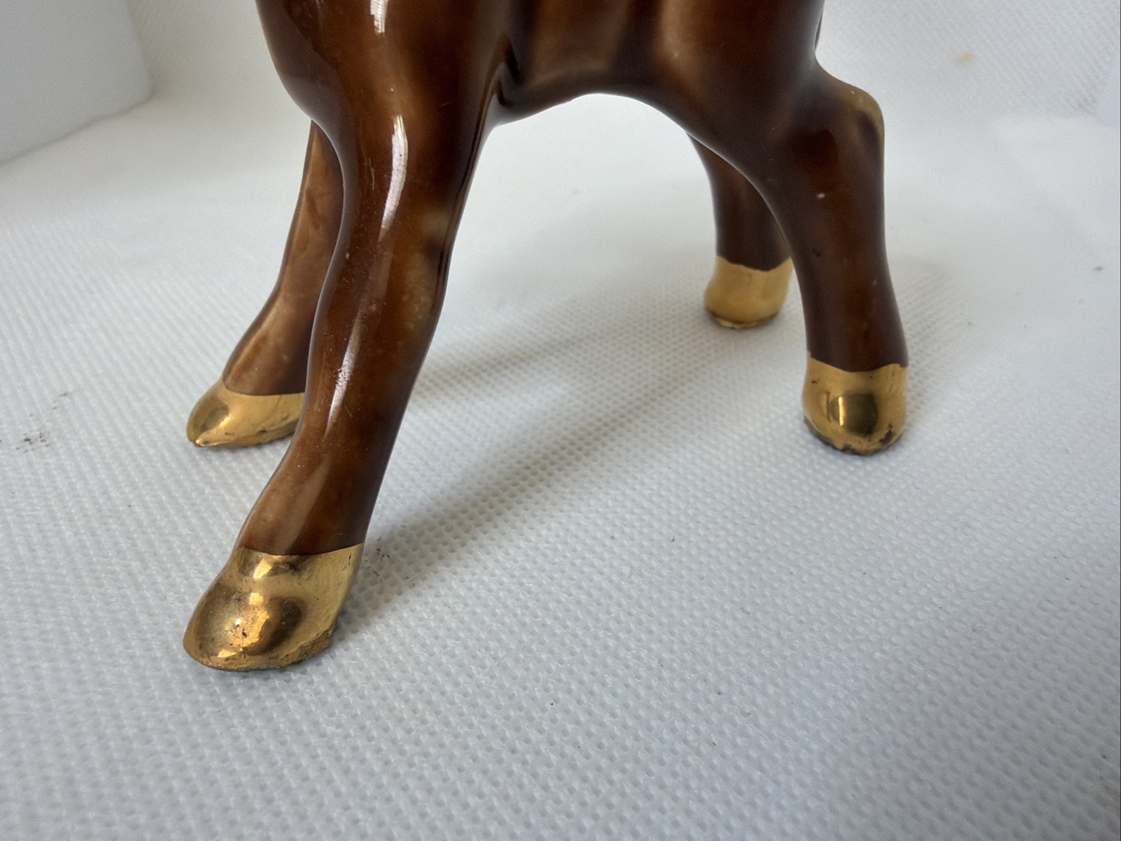 Vintage Mid century modern ceramic donkey Brown and Gold 5″H Democrat Mule