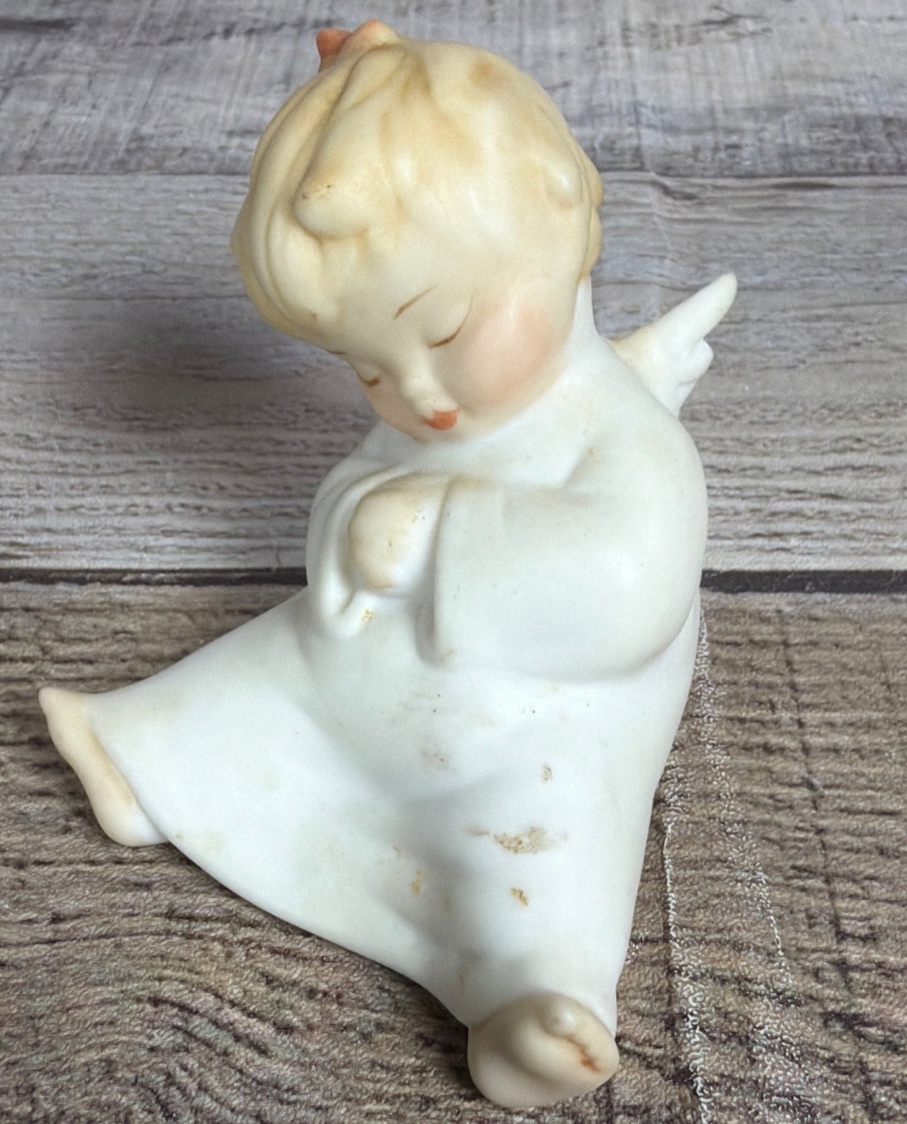 Vintage 1980s Editions In Porcelain Angel Cherub Boy Girl Pair Set Of 2 Made USA