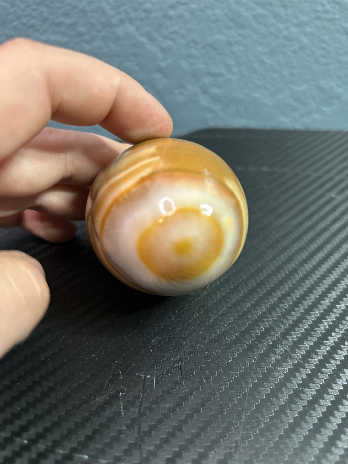 Vintage Multicolor Stone Egg Carving Brown